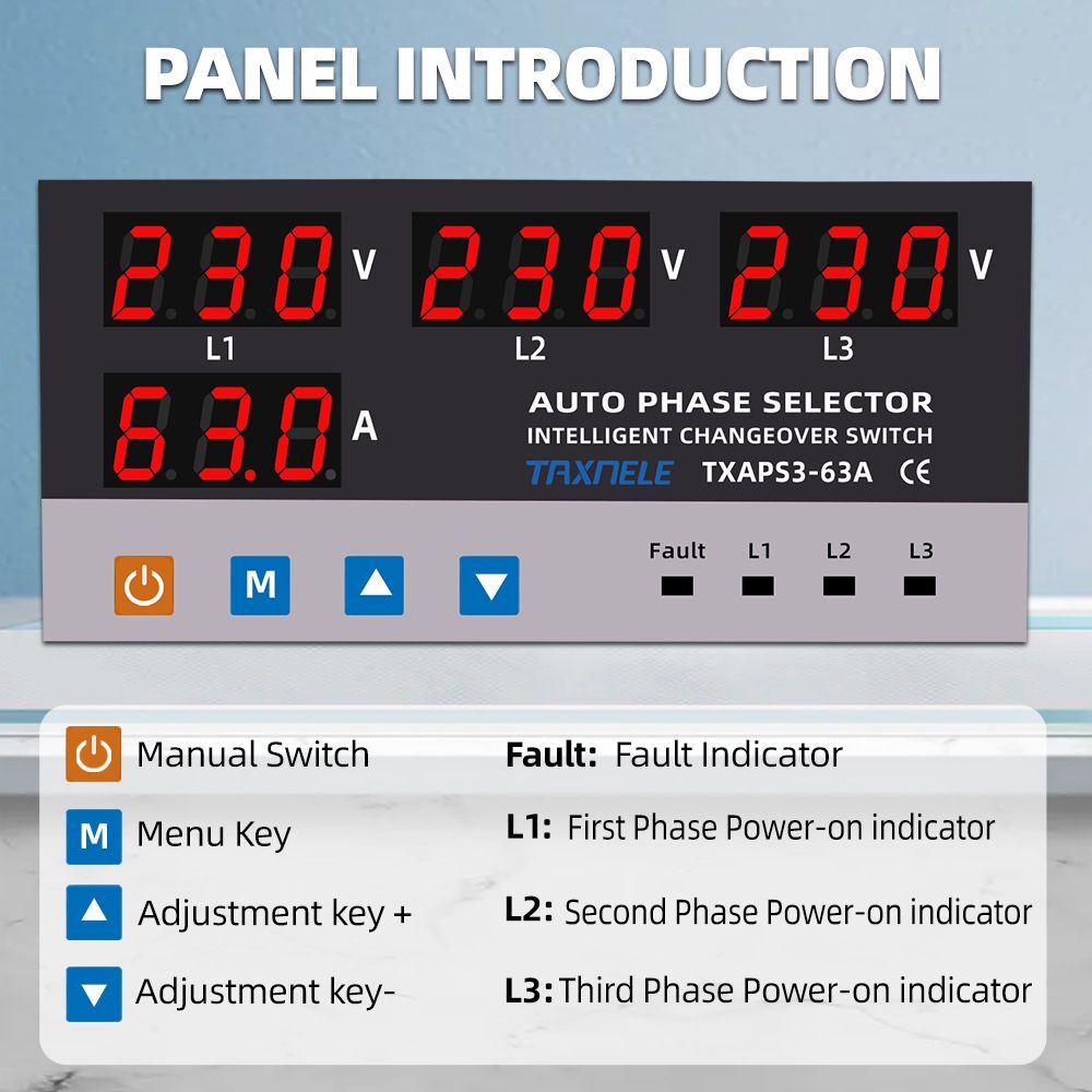 Automatic Transfer Switch Uninterrupted Power Phase Selector Changeover 63A 100A