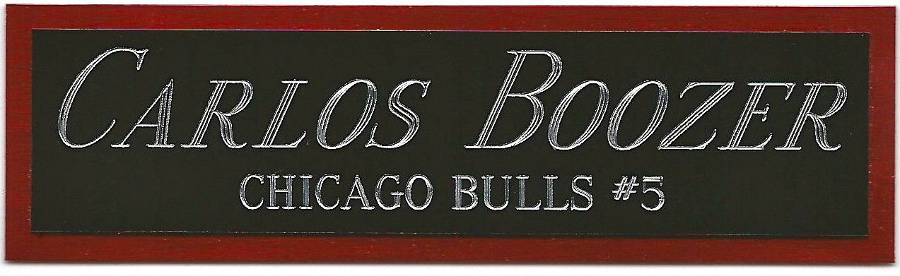 CARLOS BOOZER BULLS NAMEPLATE AUTOGRAPHED SIGNED BASKETBALL-JERSEY-PHOTO-FLOOR