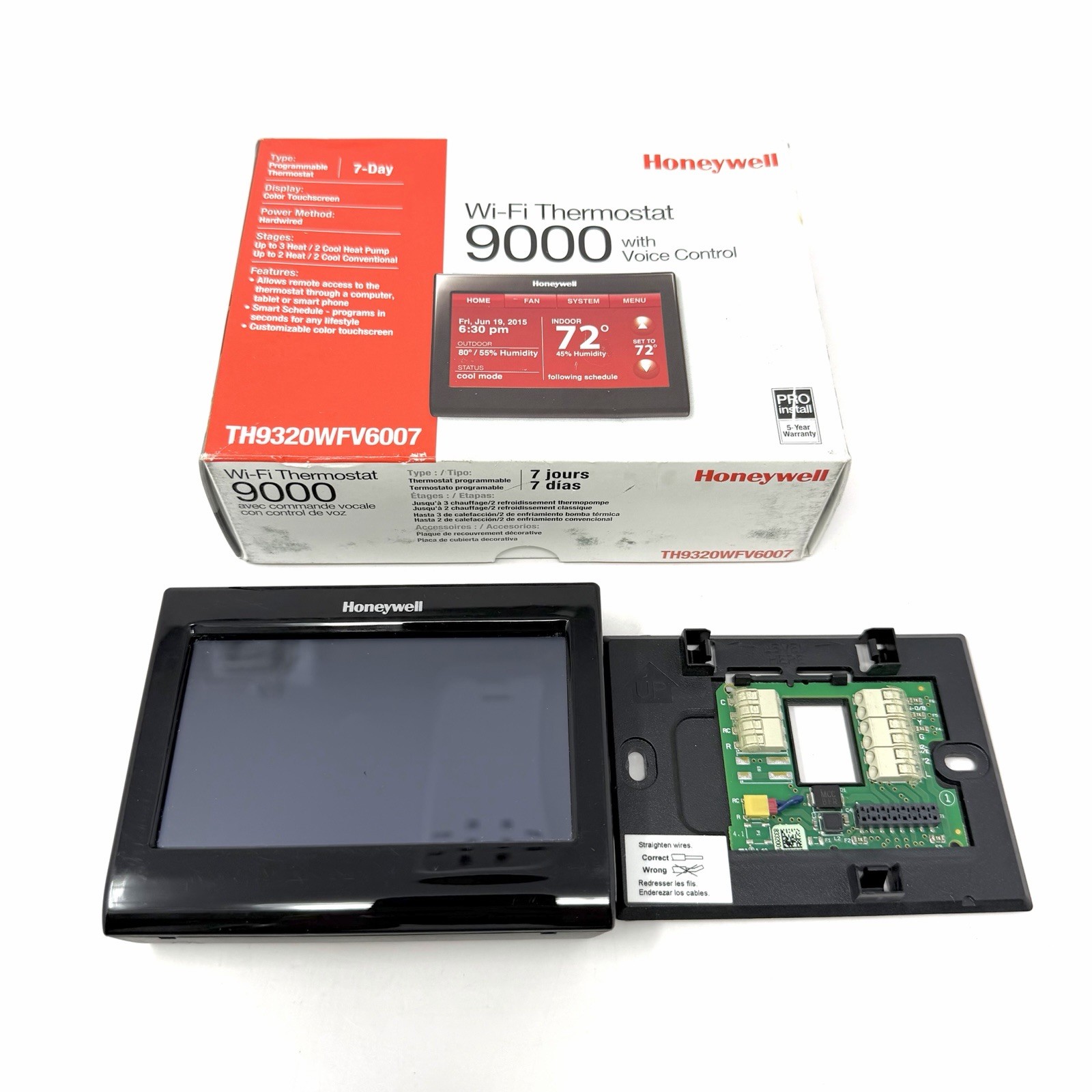 Honeywell 9000 WiFi Voice Control Thermostat Touchscreen Black TH9320WFV6007