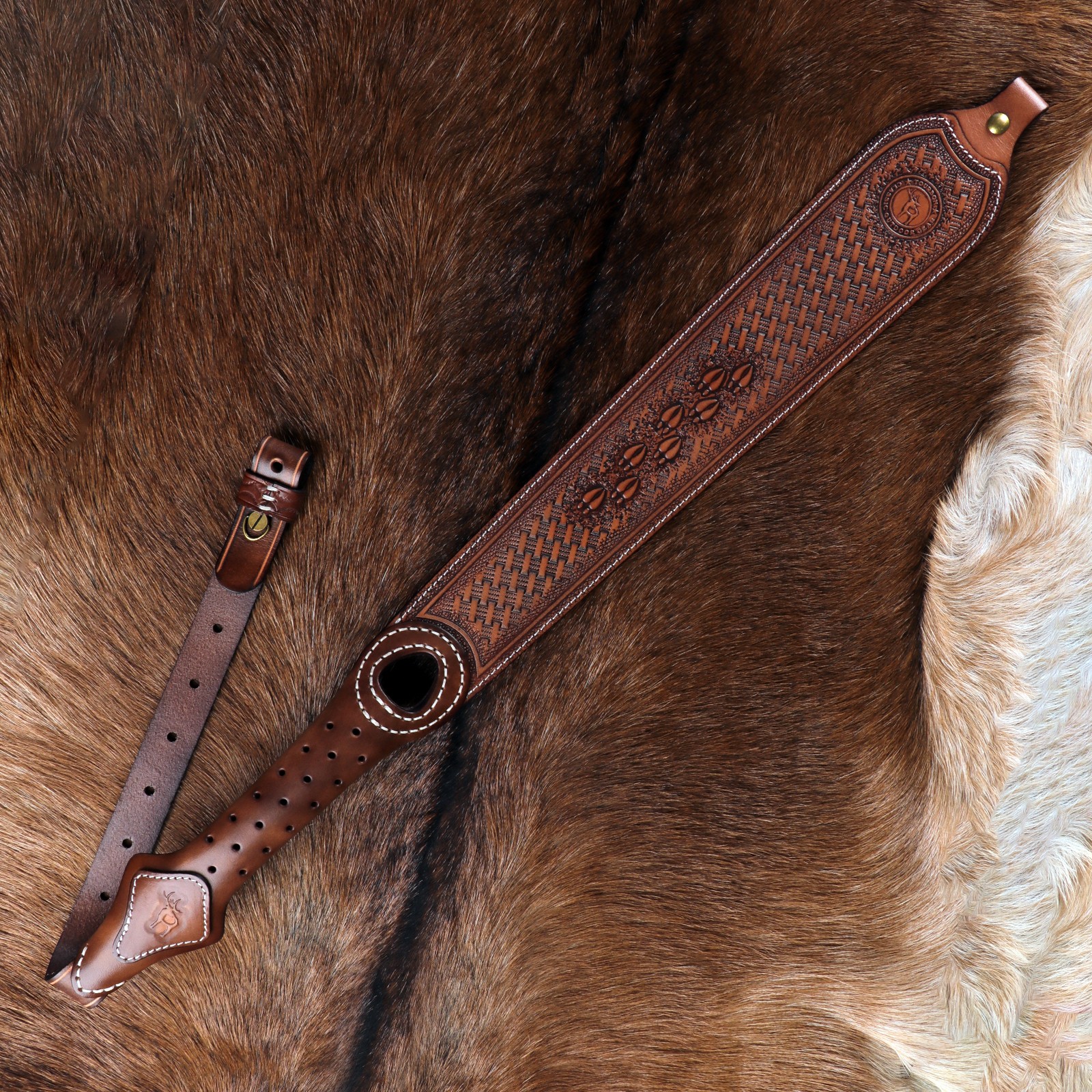 TOURBON Retro Leather Rifle Sling Gun Carry Strap Shooting Thumb Rest Padded