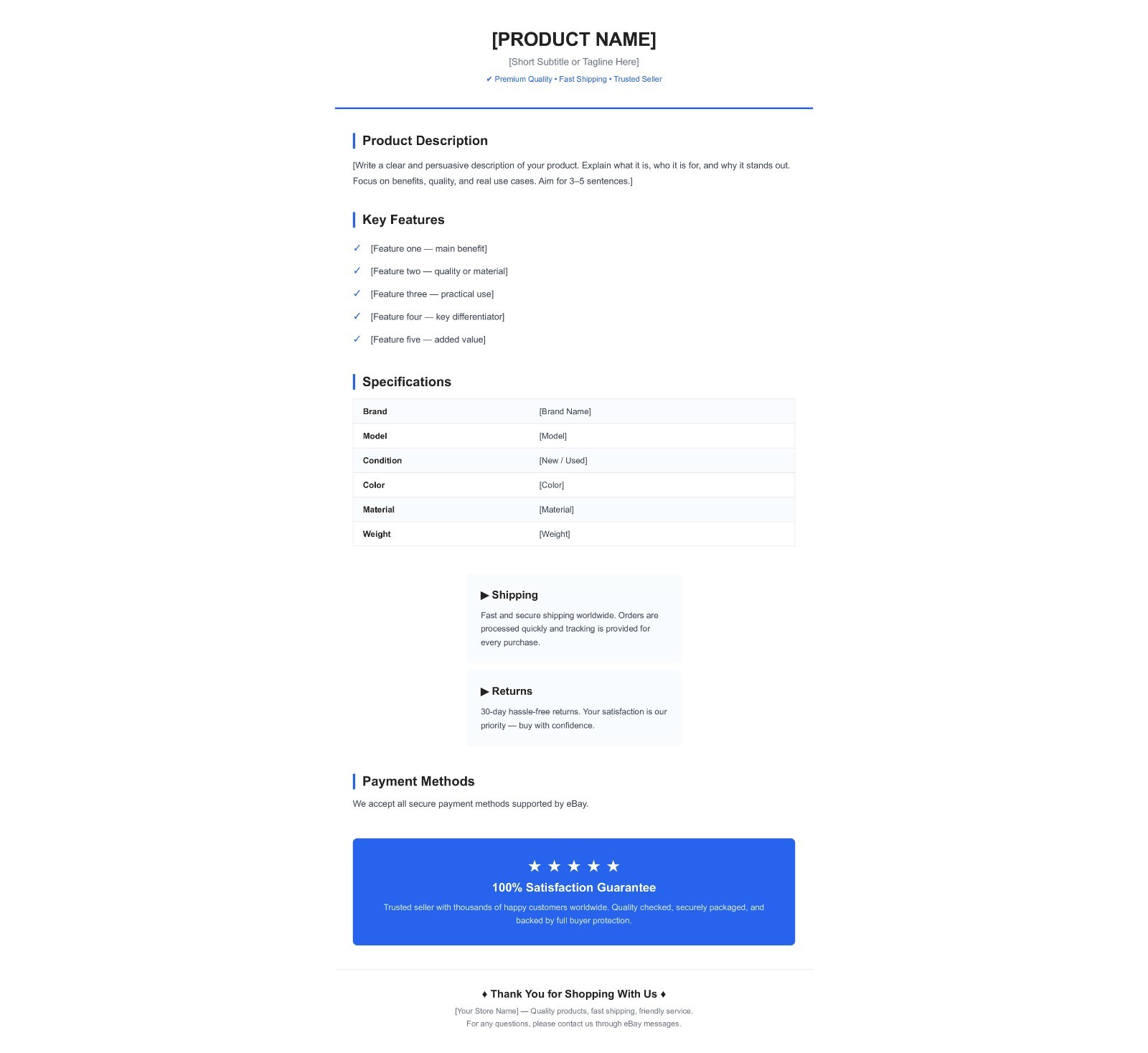 eBay Listing Template | Boost Sales | High Conversion Design | #01
