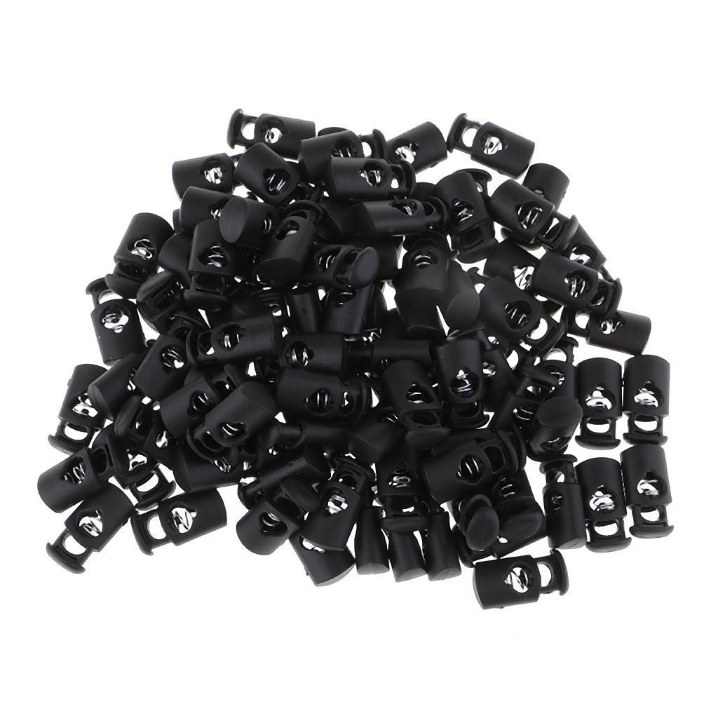 100pcs Useful Plastic Toggle Spring Clasp Stop Single Hole String Cord Locks
