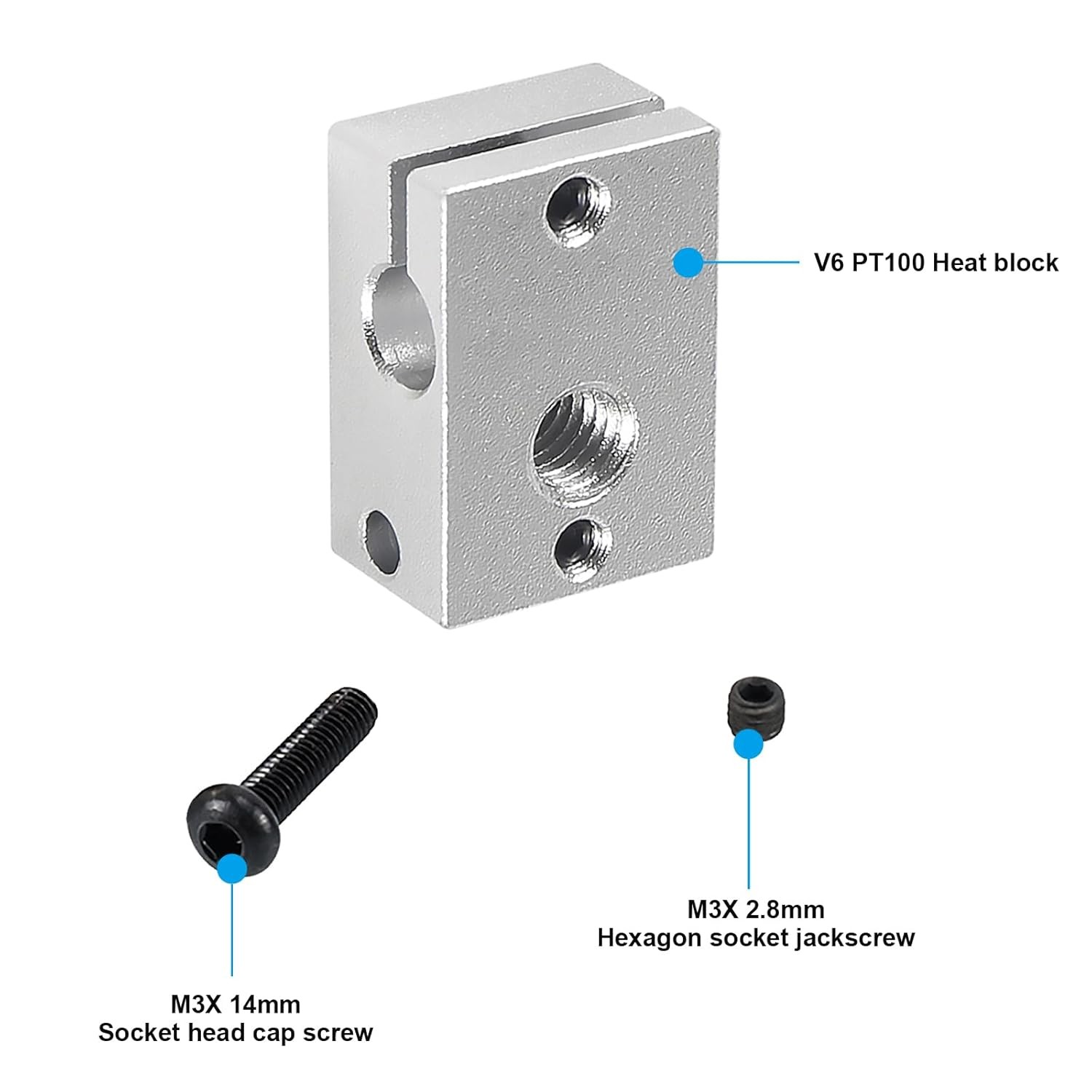 V6 High Temperature Copper Plated Heater Block 3D Printer V6 Heater Block Compat