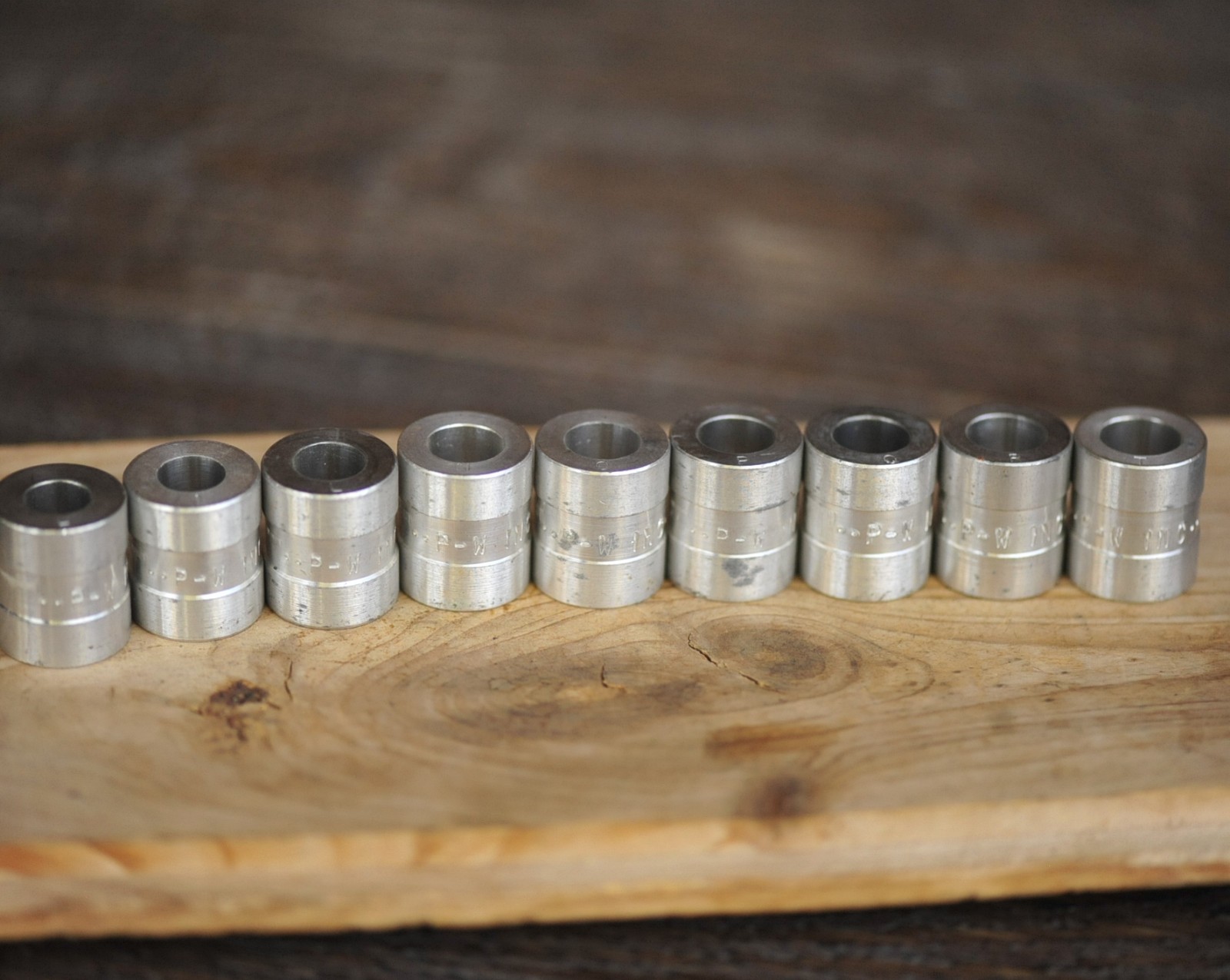LOT of 9 Vtg. Ponsness-Warren Shotshell Bushings Sizes H I L N O P Q R T