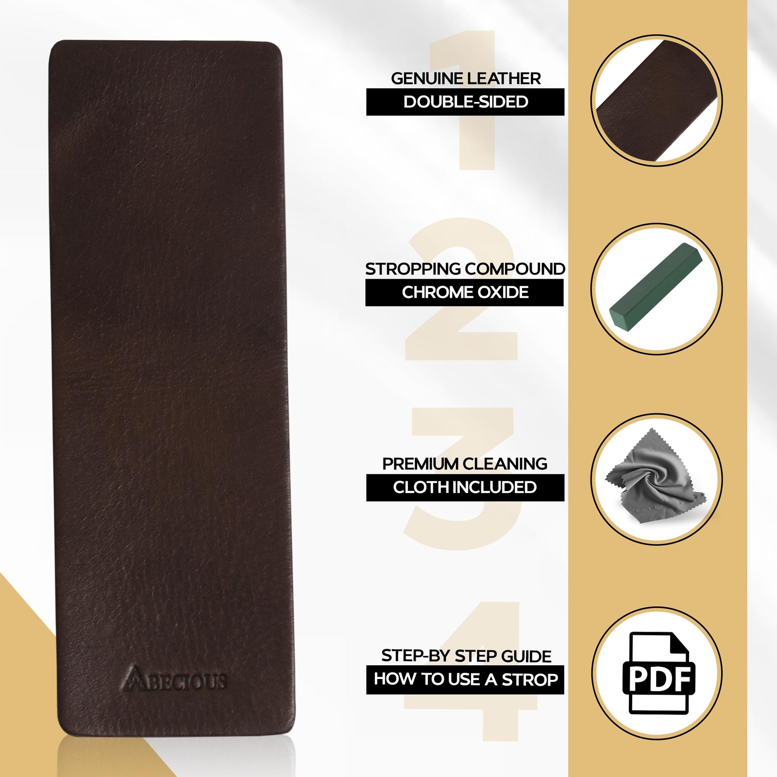 Leather Strop 3x8 Inch Buffing Block Honing Compound Knife Sharpening Tool