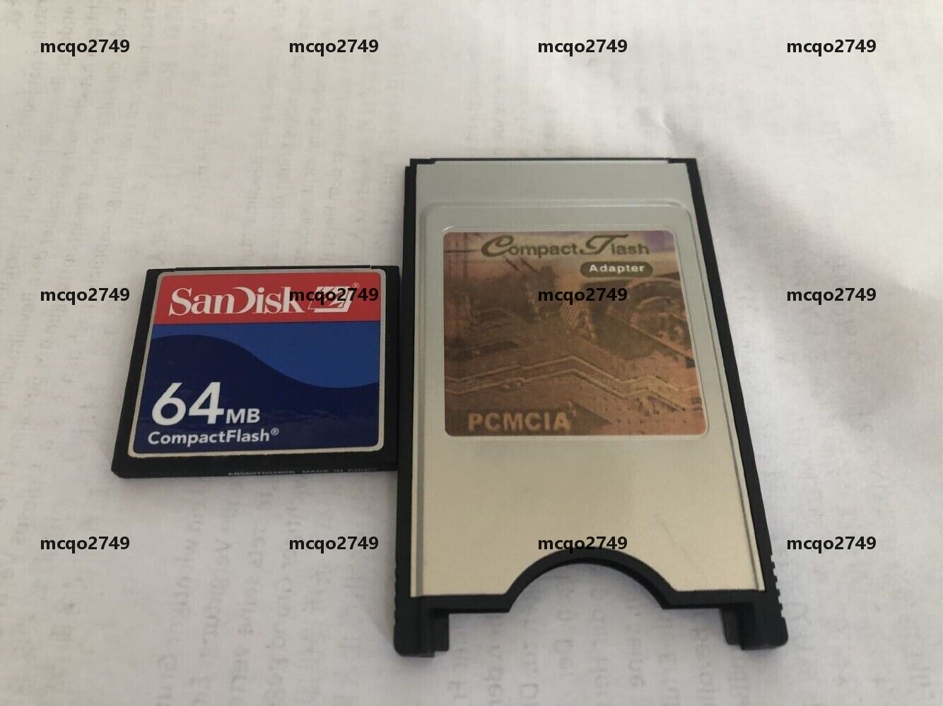 CompactFlash 64MB CF with Compact Flash Card adapter SanDisk 64M PC PCMCIA Card