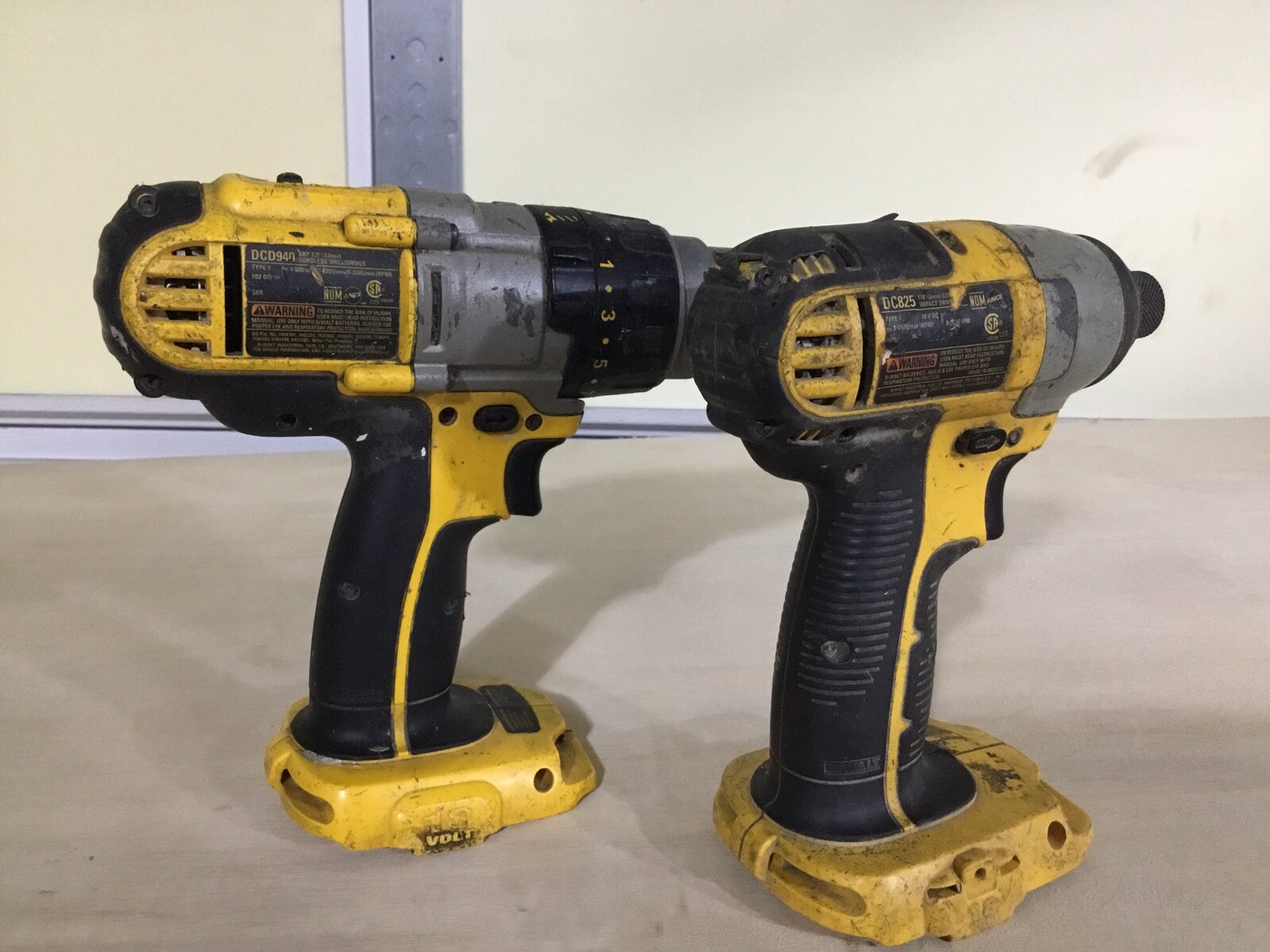 Lot 2 Dewalt DC825 & DCD840 Hammer Drill / Impact Driver No Battery Tool Only