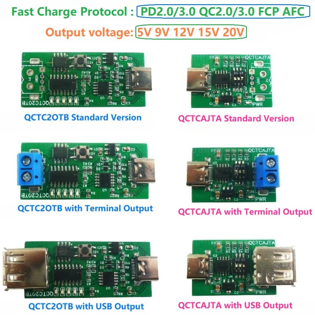 5 PCS Type-C PD2.0 PD3.0 QC2.0 QC3.0 PD2.0 AFC Fast Charge decoy Trigger Module
