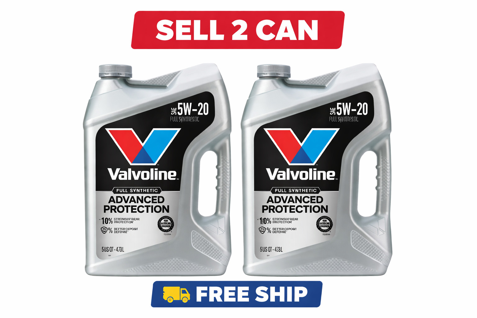 Pack of 2-Valvoline Advanced Protection Full Synthetic 5W-20 Motor Oil 5 Quart