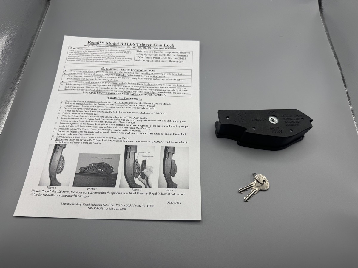 Regal RTL06 Trigger Lock for Remington Shotguns Keyed Gun Safety Lock