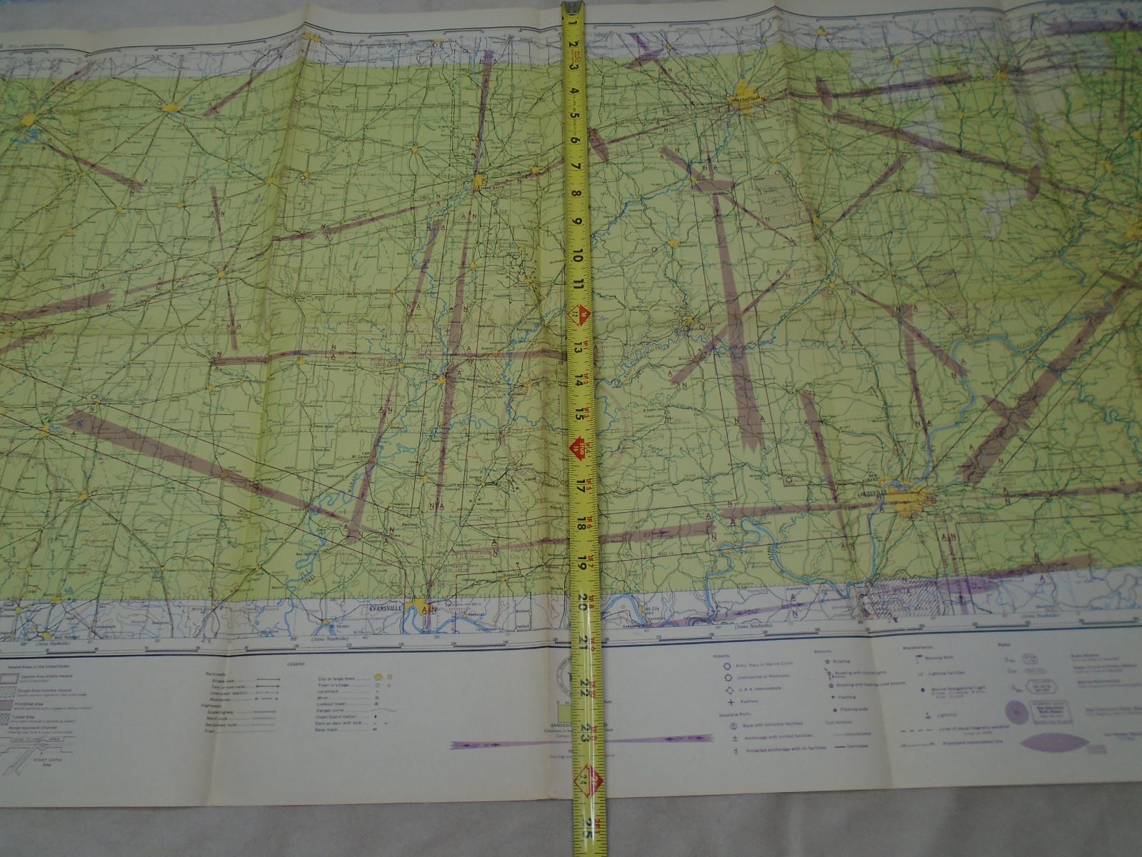 1945 Cincinnati Sectional Aeronautical Chart Map U.S Coast & Geodetic Survey