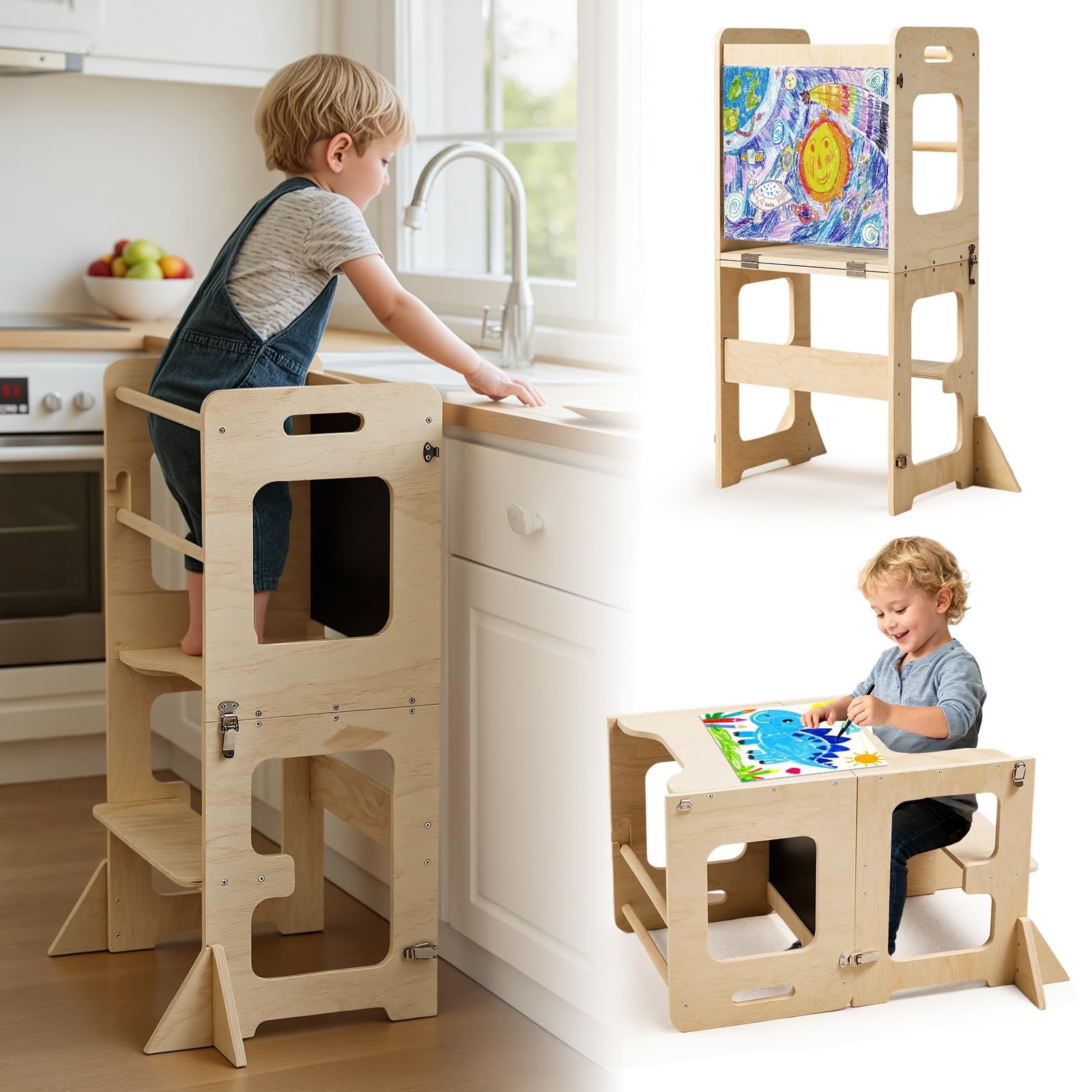 Toddler Standing Tower for 12M+, Montessori Foldable Learning Standing Tower ...