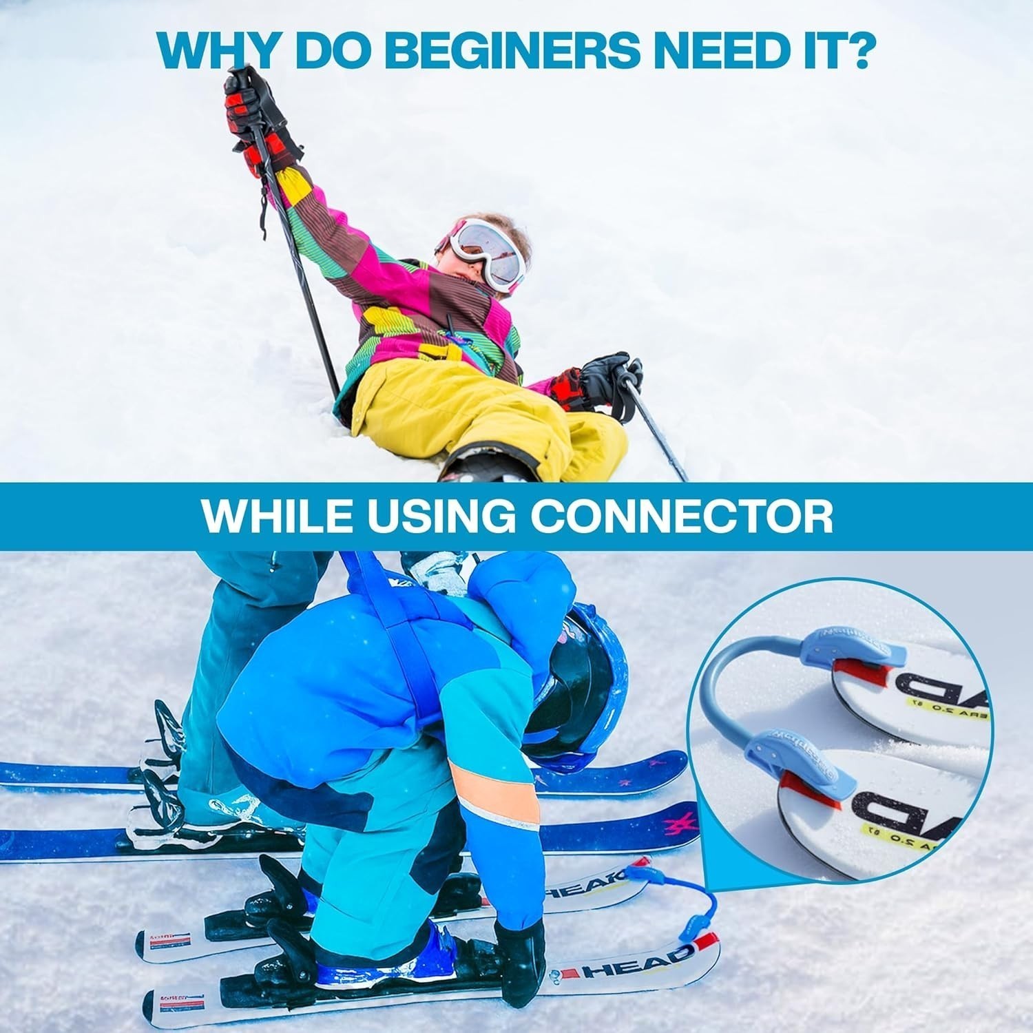 Wedgease Ski Tip Connector Learn to Ski Teaches Speed Control Making a Wedge