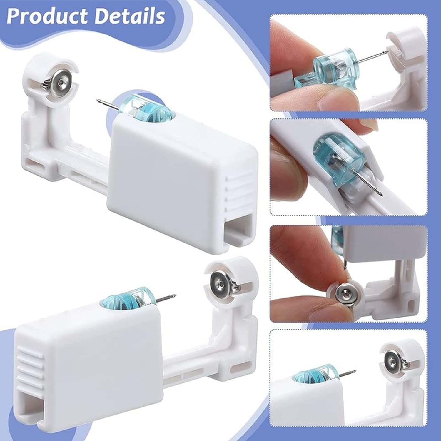 6Pcs Nose Piercing Kit Self Disposable Tool with Built-In Studs + Clean Set