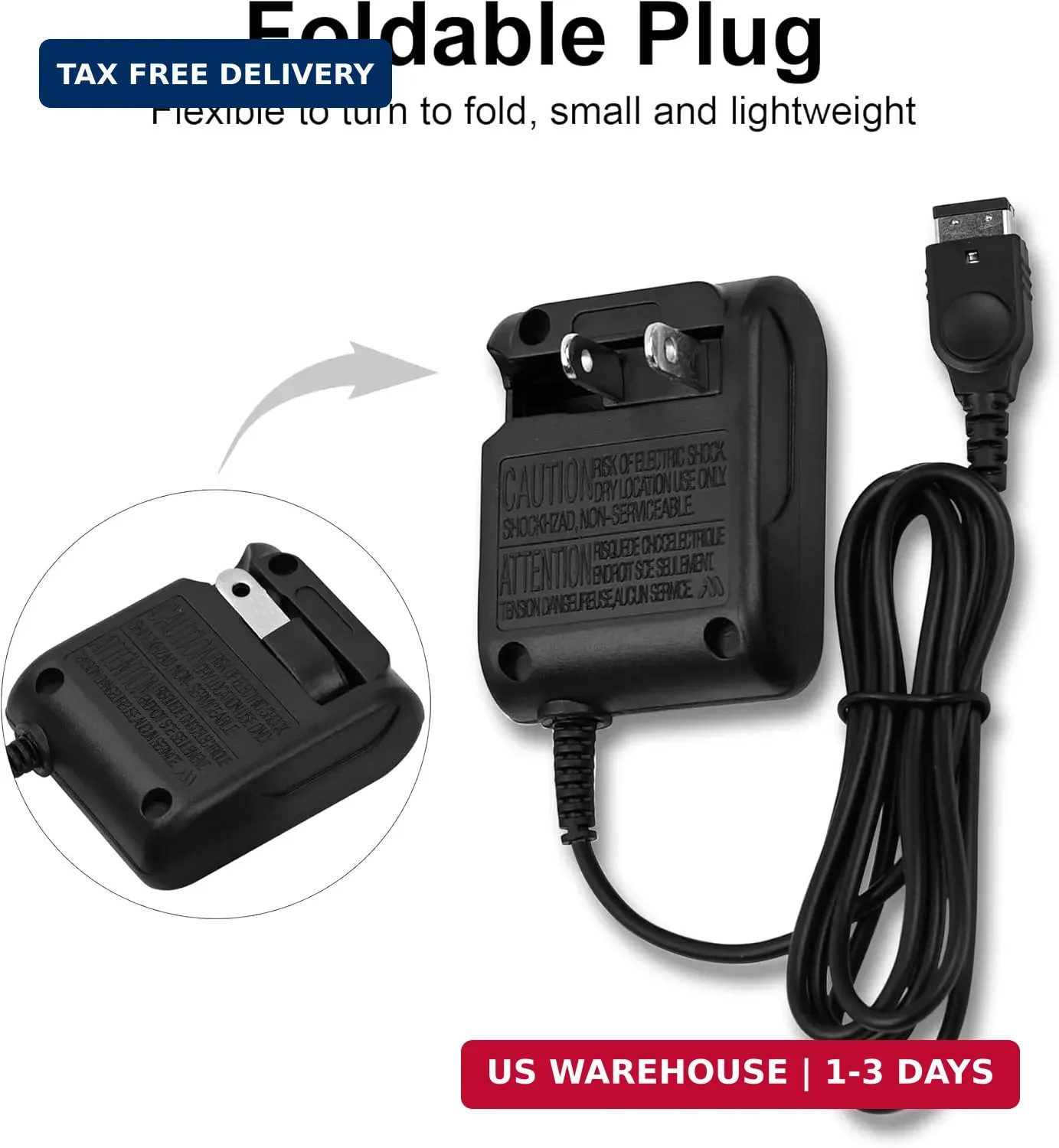 Replacement for Gameboy Advance SP Charger, AC Power Adapter & USB Charging Cabl