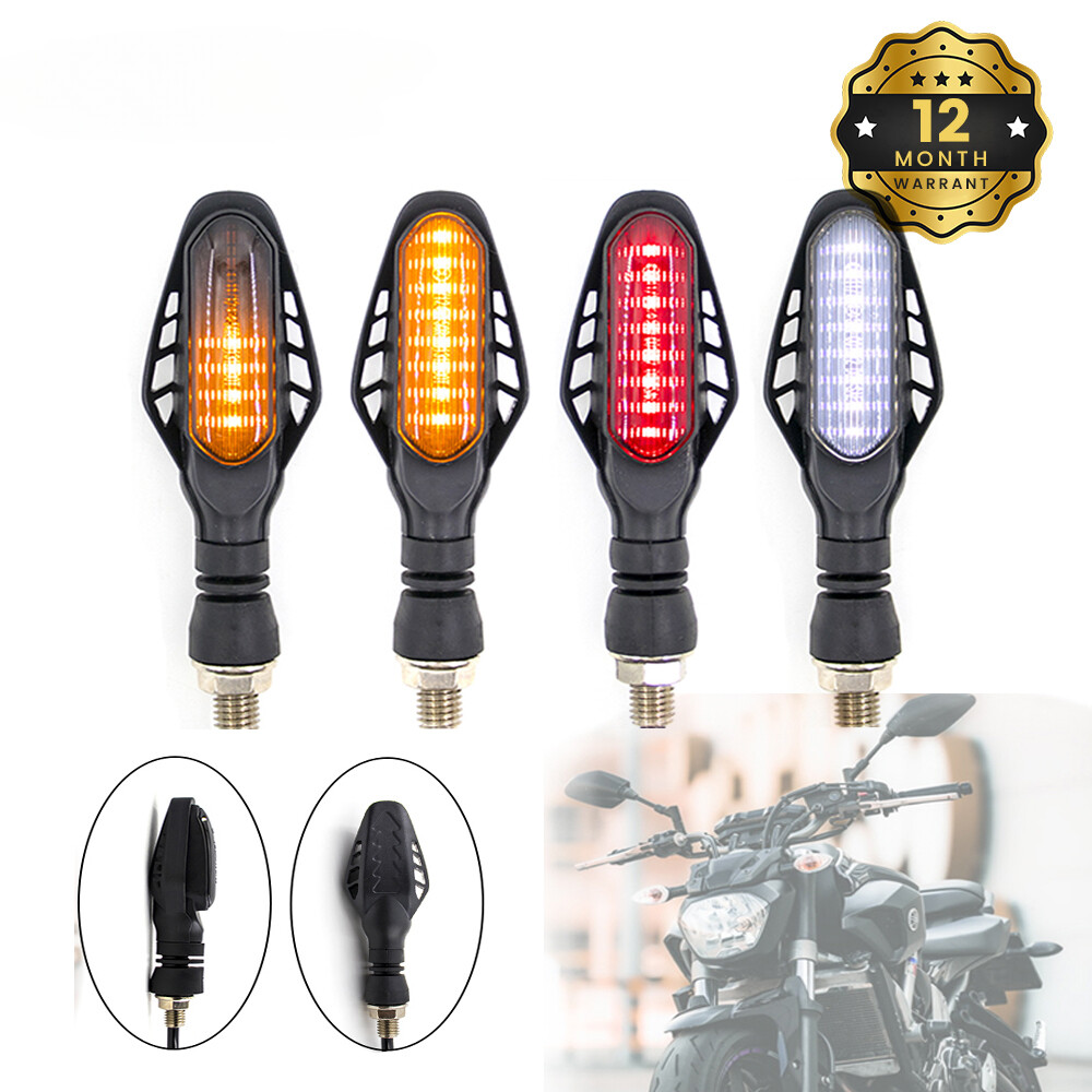 4x LED Motorcycle Sequential Flowing Turn Signal Indicator Lights DRL Brake Lamp