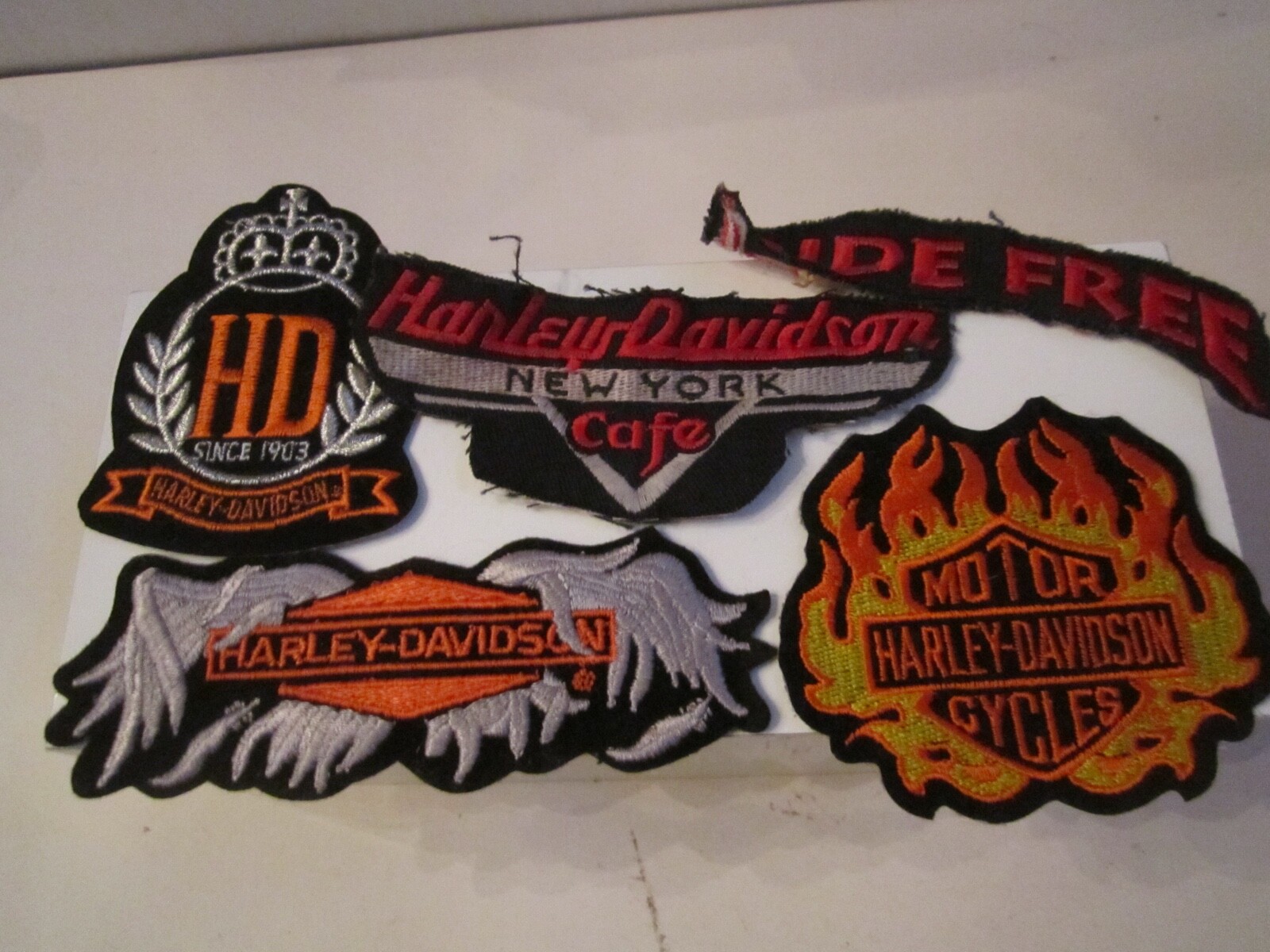 LOT OF 3 VINTAGE HARLEY-DAVIDSON PATCHES & A RIDE FREE PATCH - OFC-9