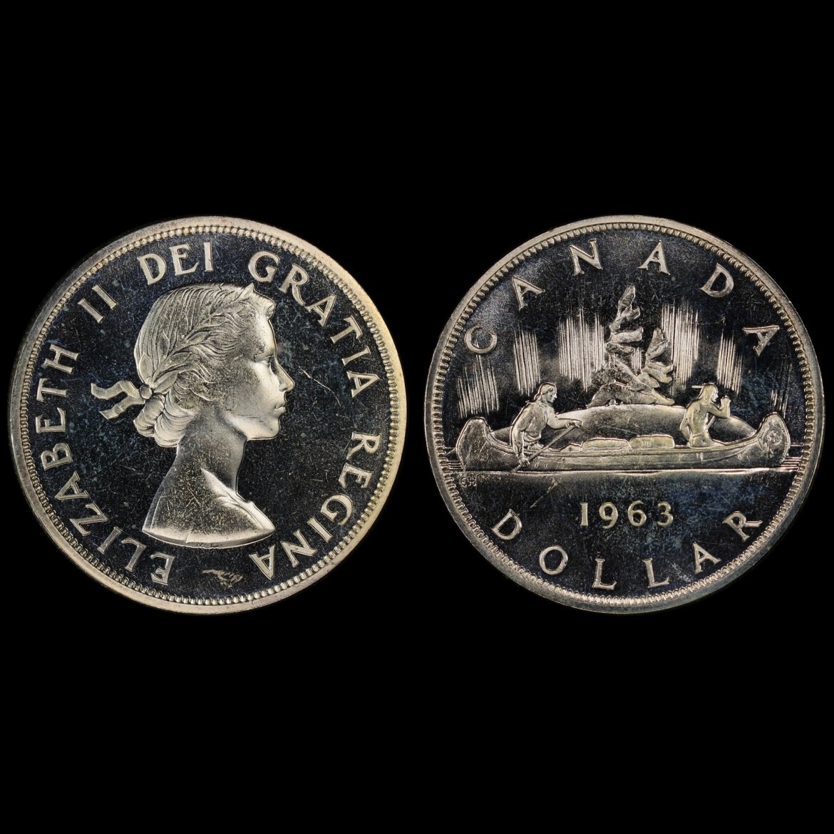 PL66CAM 1963 $1 Canada Silver Voyageur Dollar, PCGS Trueview- Prooflike Cameo