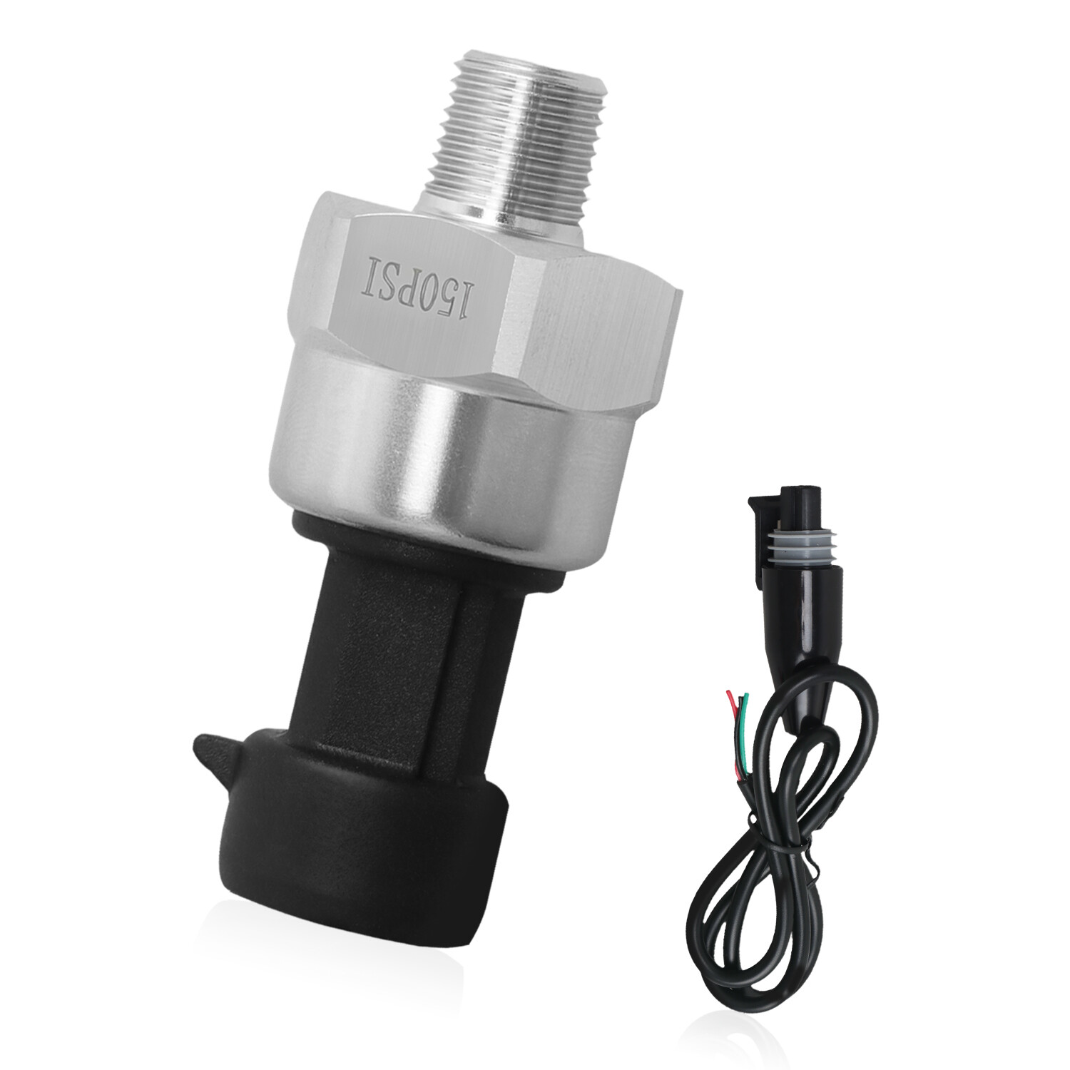 150PSI Stainless Steel Pressure Transmitter + Wiring for Oil Fuel Water