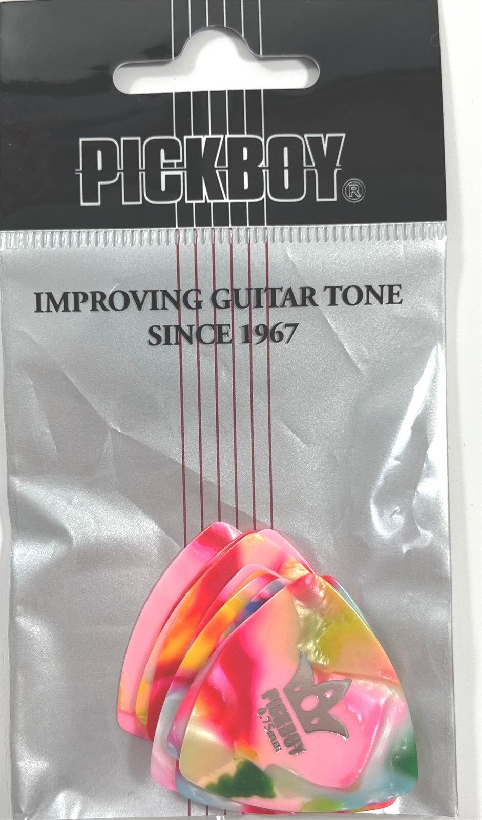 Pickboy Celluloid Guitar Picks Rounded Tri Confetti Clown .75mm Medium 10 pack