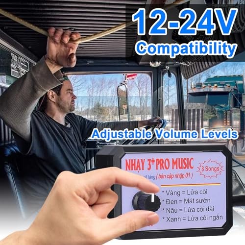 Car Horn Controller, 12-24V Adjustable Volume Levels Customizable 12 Sounds
