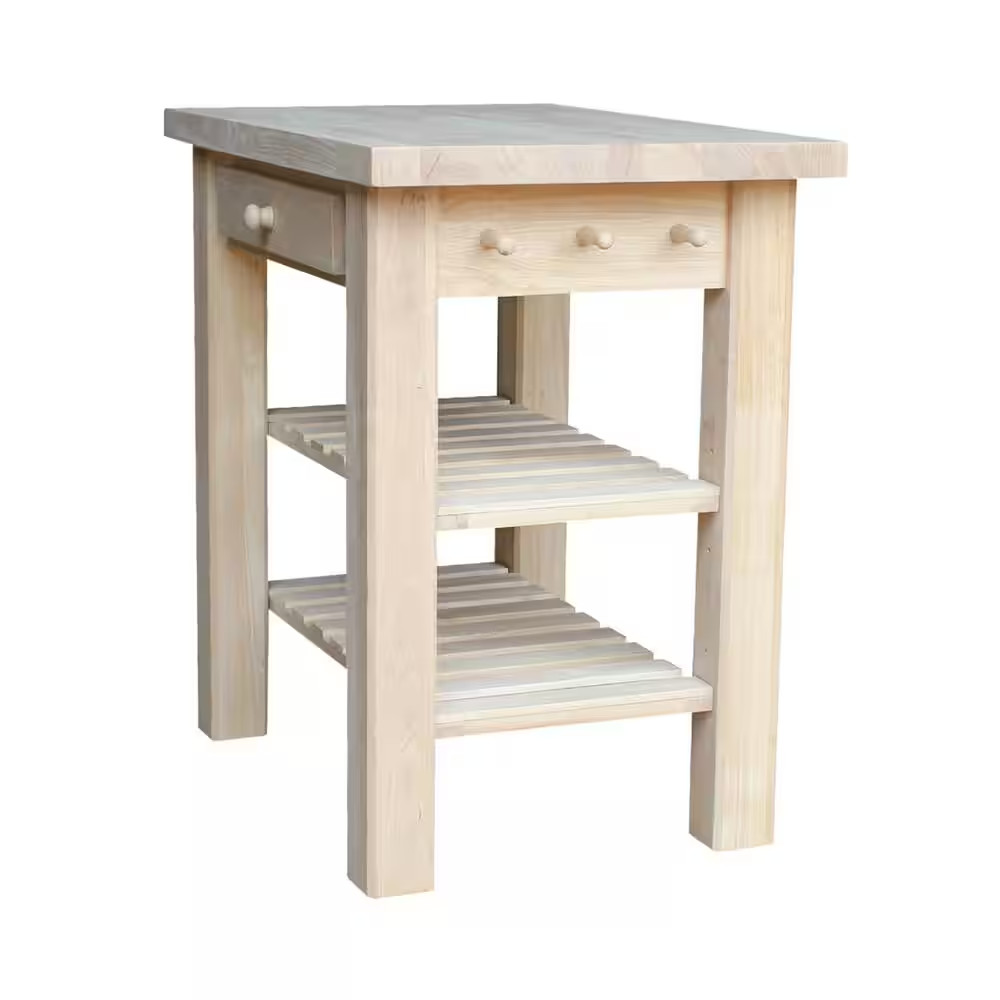 Unfinished Kitchen Utility Table with Drawer