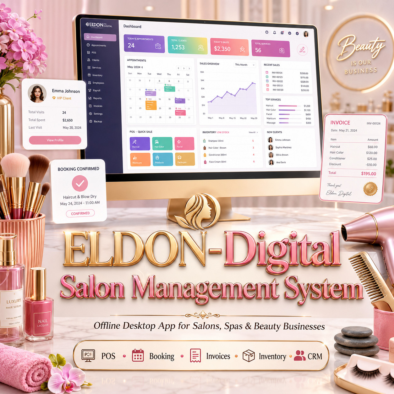 Salon Management Software USB Spa POS Booking Invoice System Windows Mac