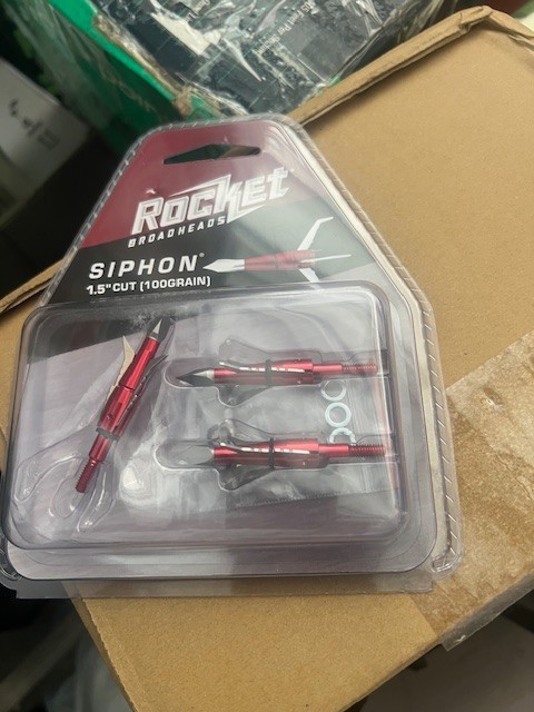Rocket Broadheads Siphon 100 Grain 1.5" Cut Archery Broadhead 3 Pack Model New