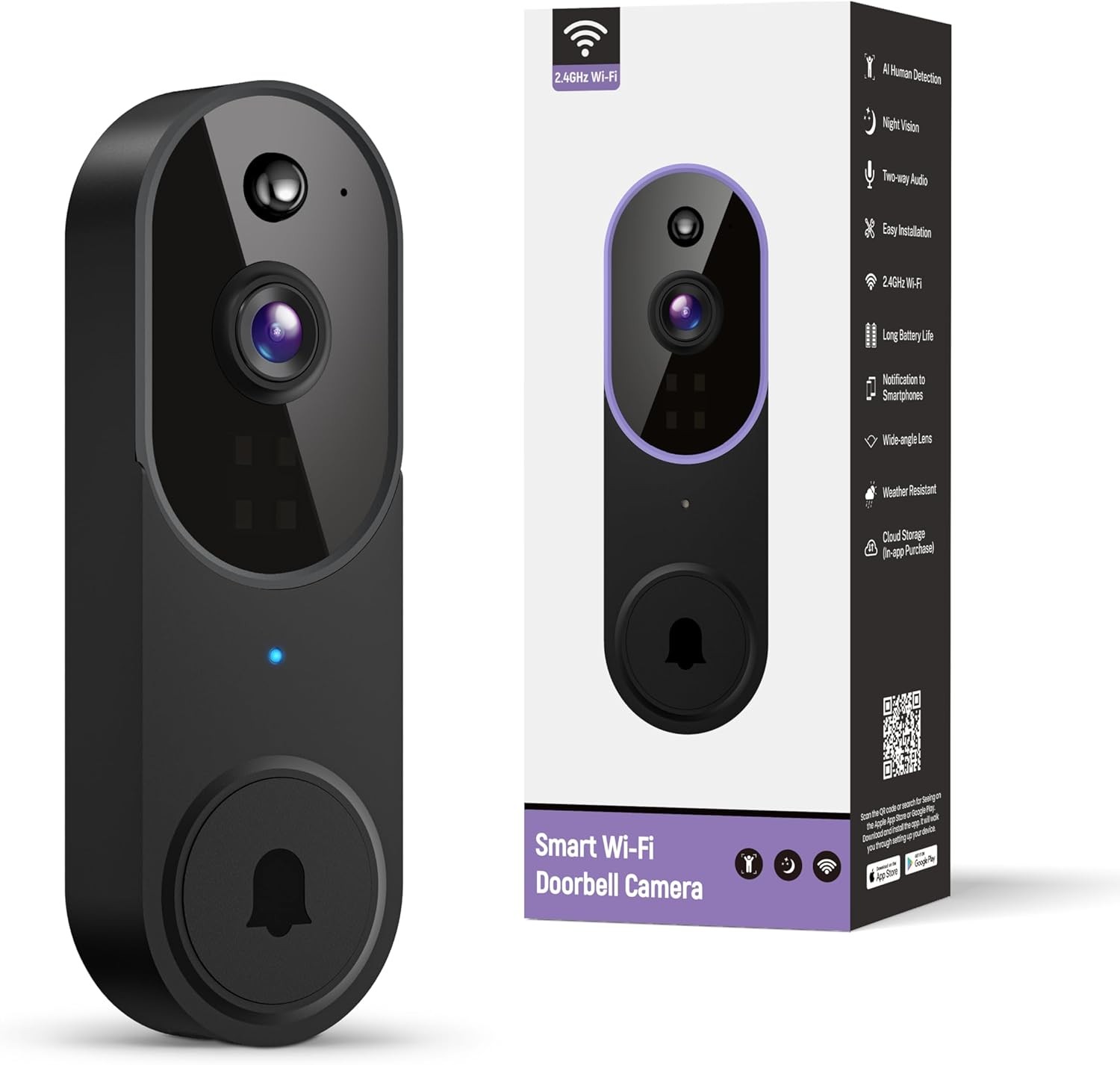 Wireless video doorbell camera AI detection
