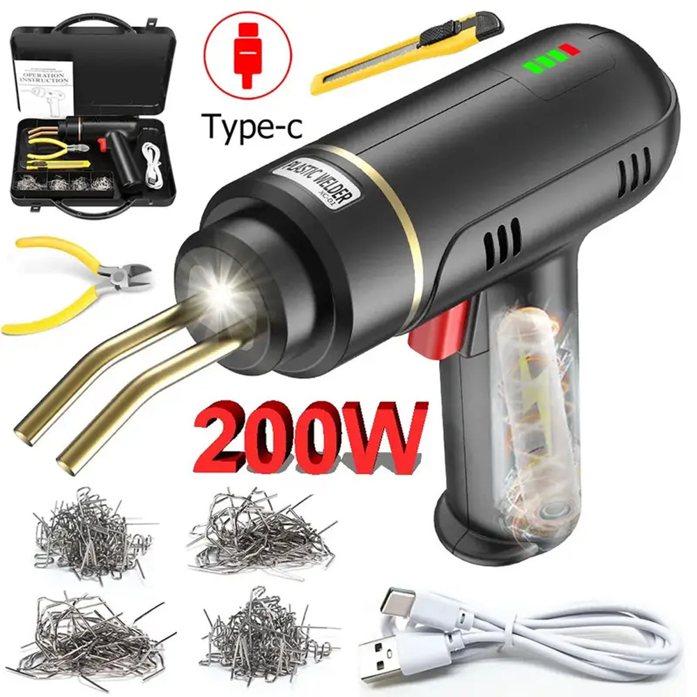 Hot Stapler Car Bumper Fender Welder Gun USB Plastic Repair Kit 200/400 Staples