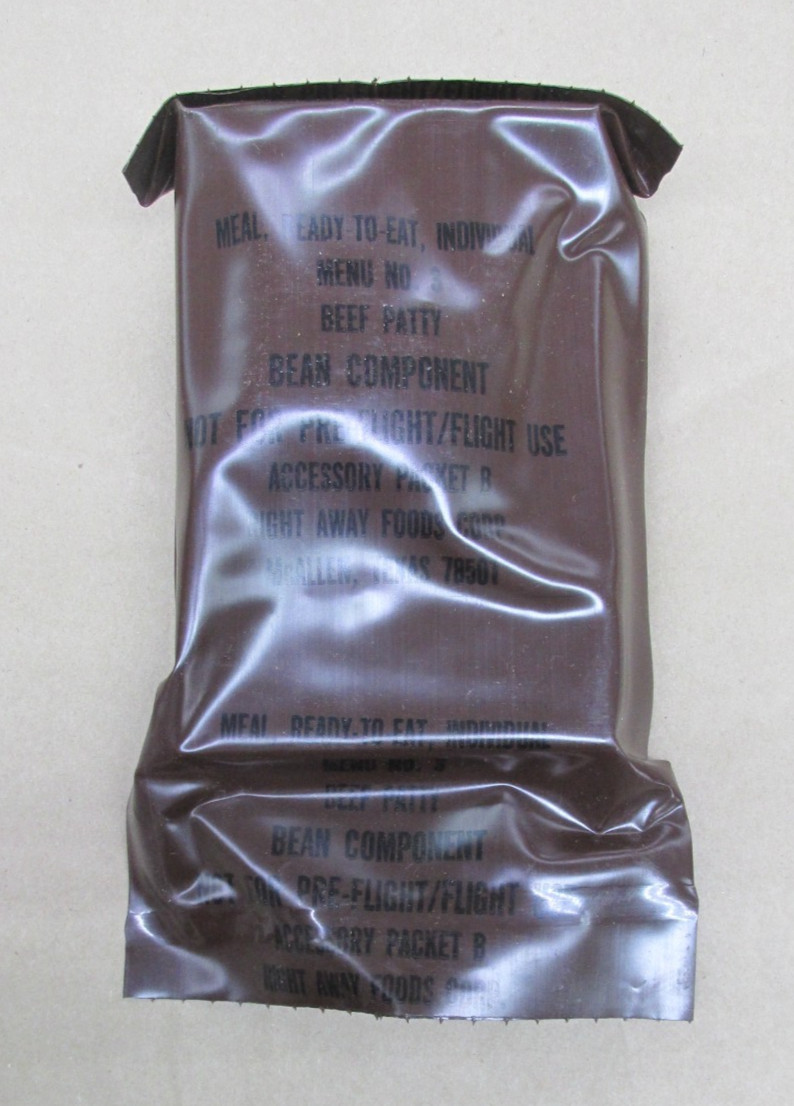 Genuine Vintage U.S. Military 1980s Desert Storm Brown Bag MRE Beef Patty
