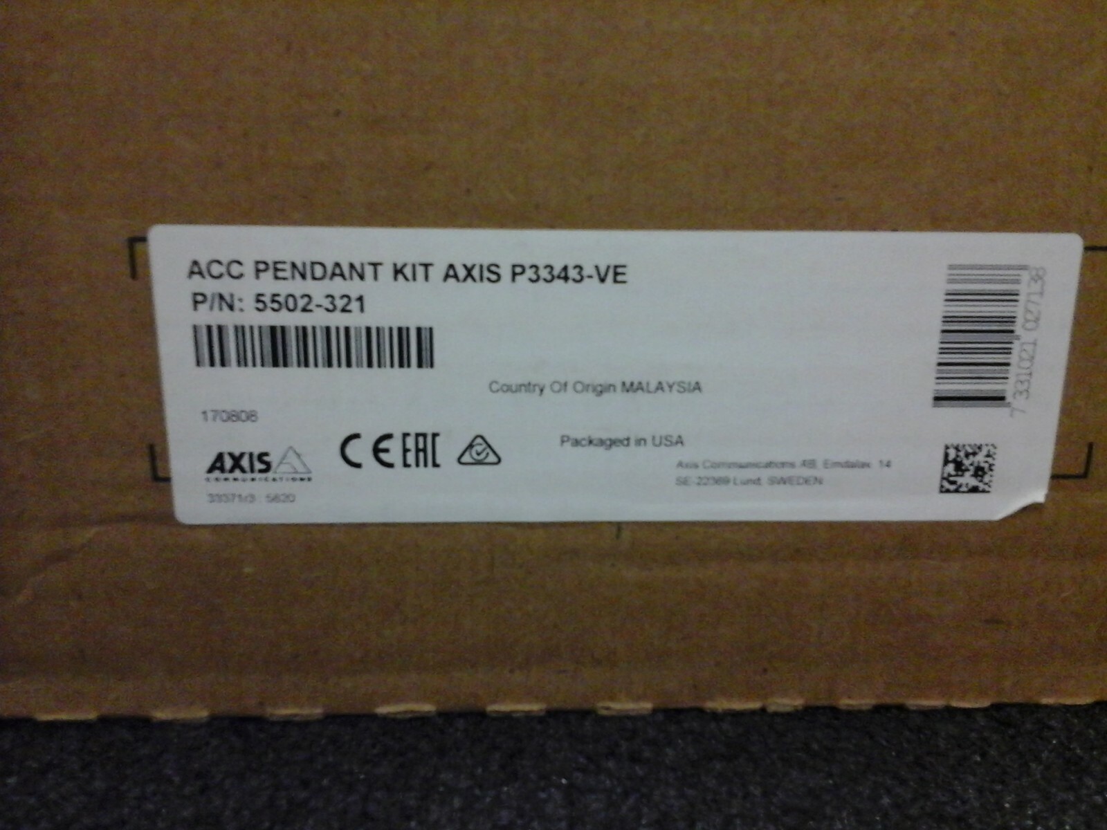 AXIS Communication AXIS P3343-VE ACC Pendant Mounting Kit 5502-321