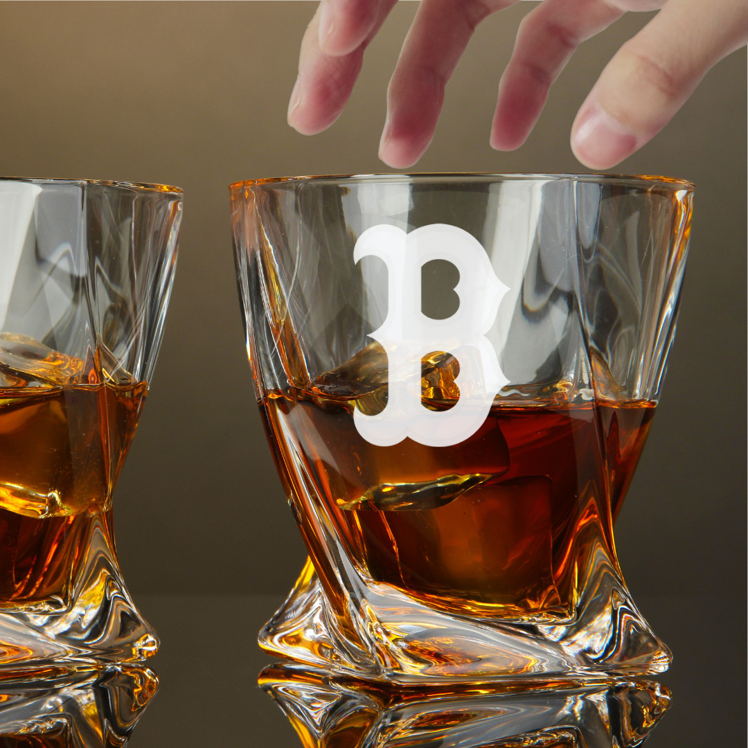 Custom Engraved Boston Red Sox Whiskey Glass – 10 oz Twisted Rocks Glass