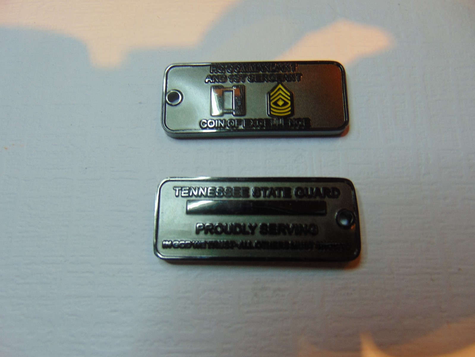 CHALLENGE COIN TENNESSEE STATE GUARD HQ COMMANDANT AND 1ST SERGEANT EXCELLENCE