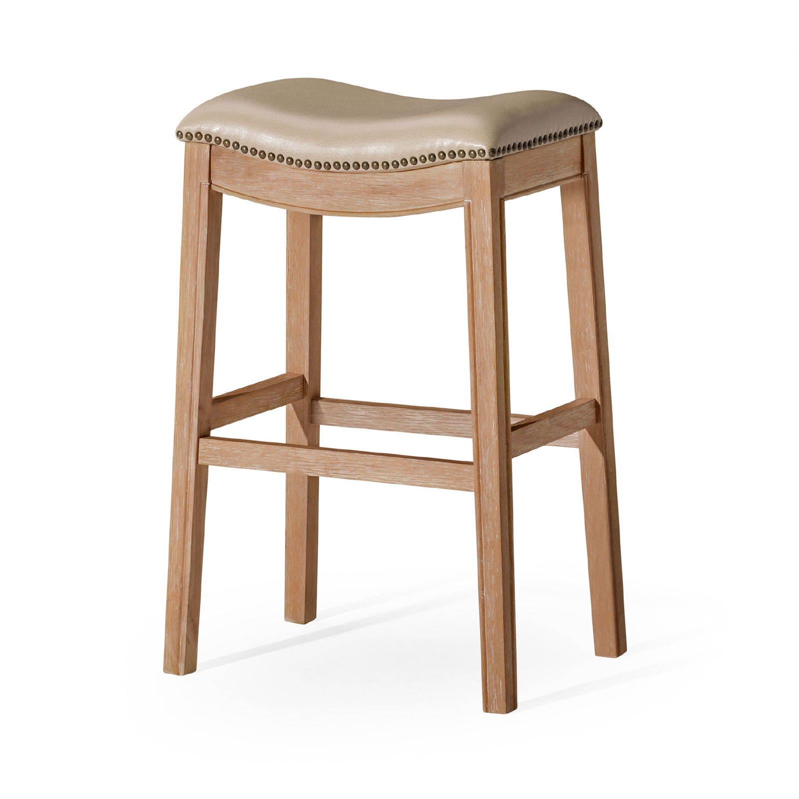 Maven Lane Adrien Saddle Barstool with Avanti Bone Vegan Leather