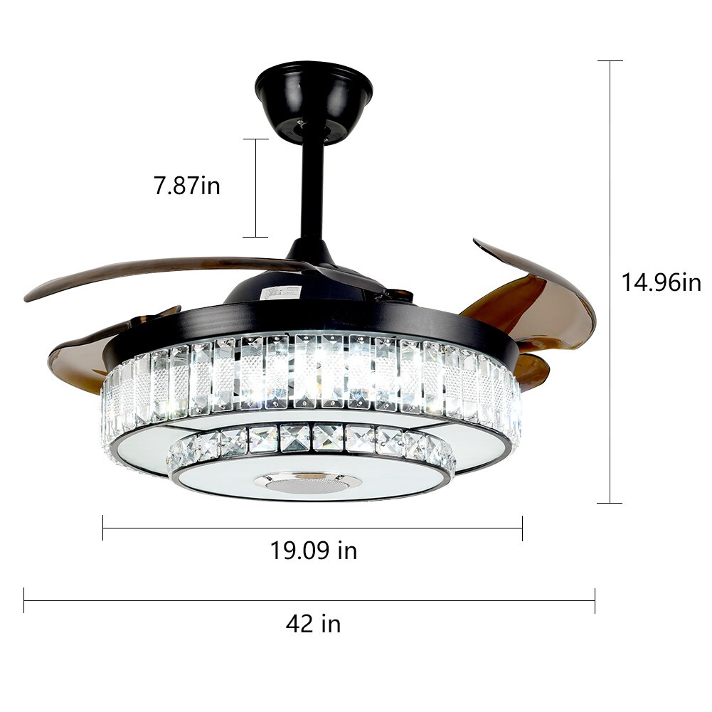 42" black frequency conversion colorful bluetooth remote control fan light