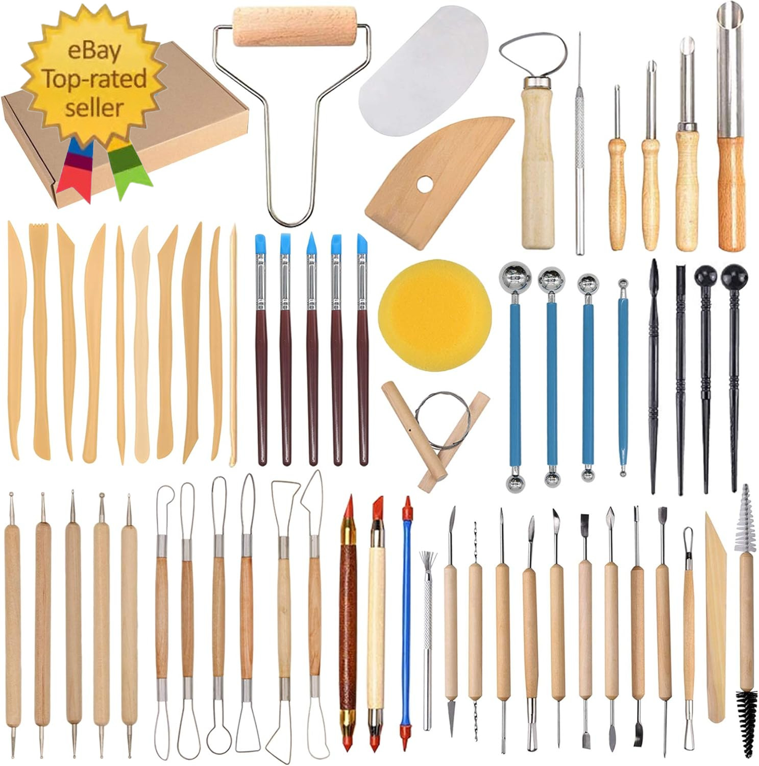 61Pcs Ceramic Clay Tools Kit Pottery Tools Clay Sculpting Shapers Carving Tool S