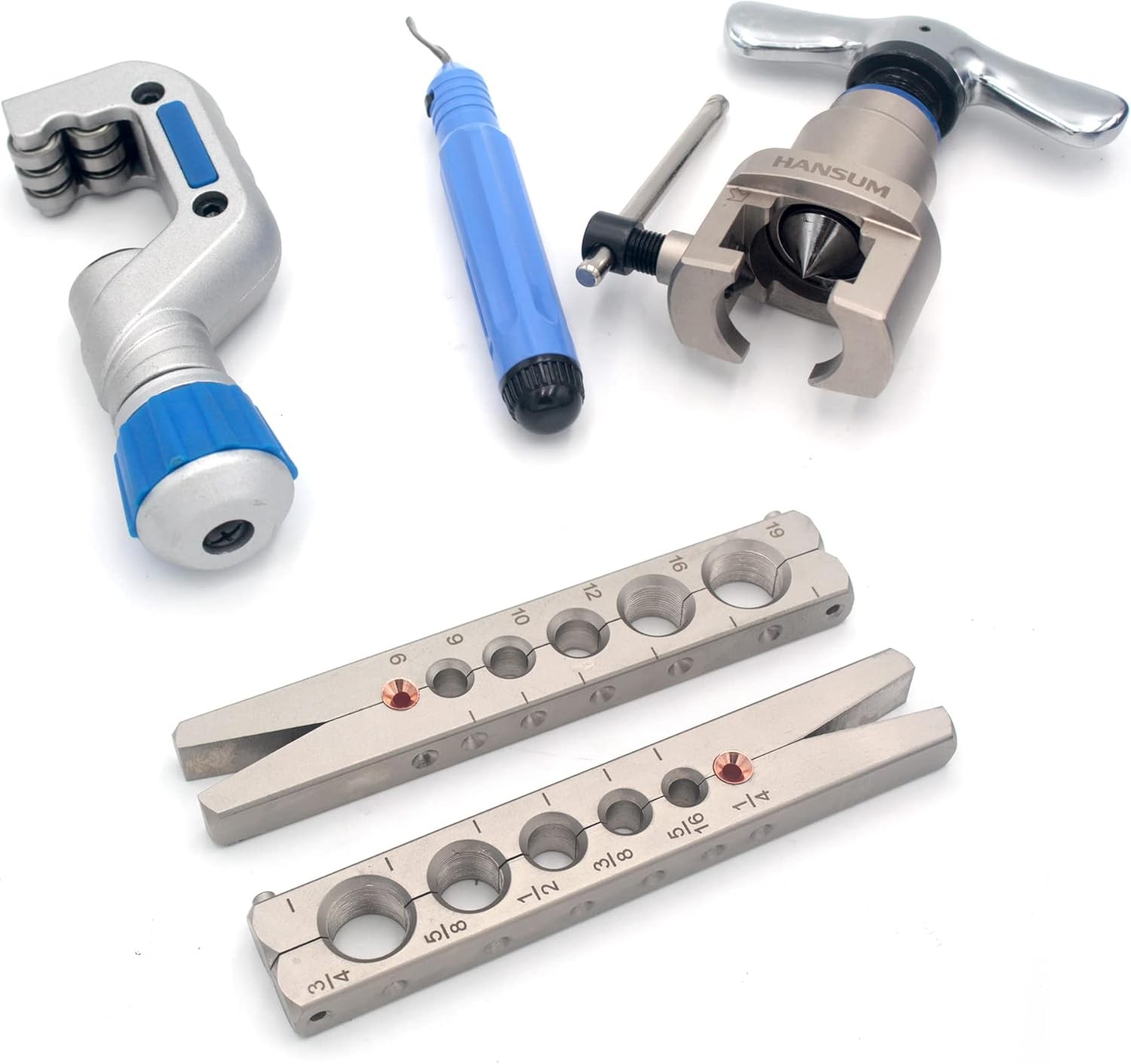 HANSUM Brake Line Flaring Tool Kit, HVAC Pipe Expander & Swaging Tool Set