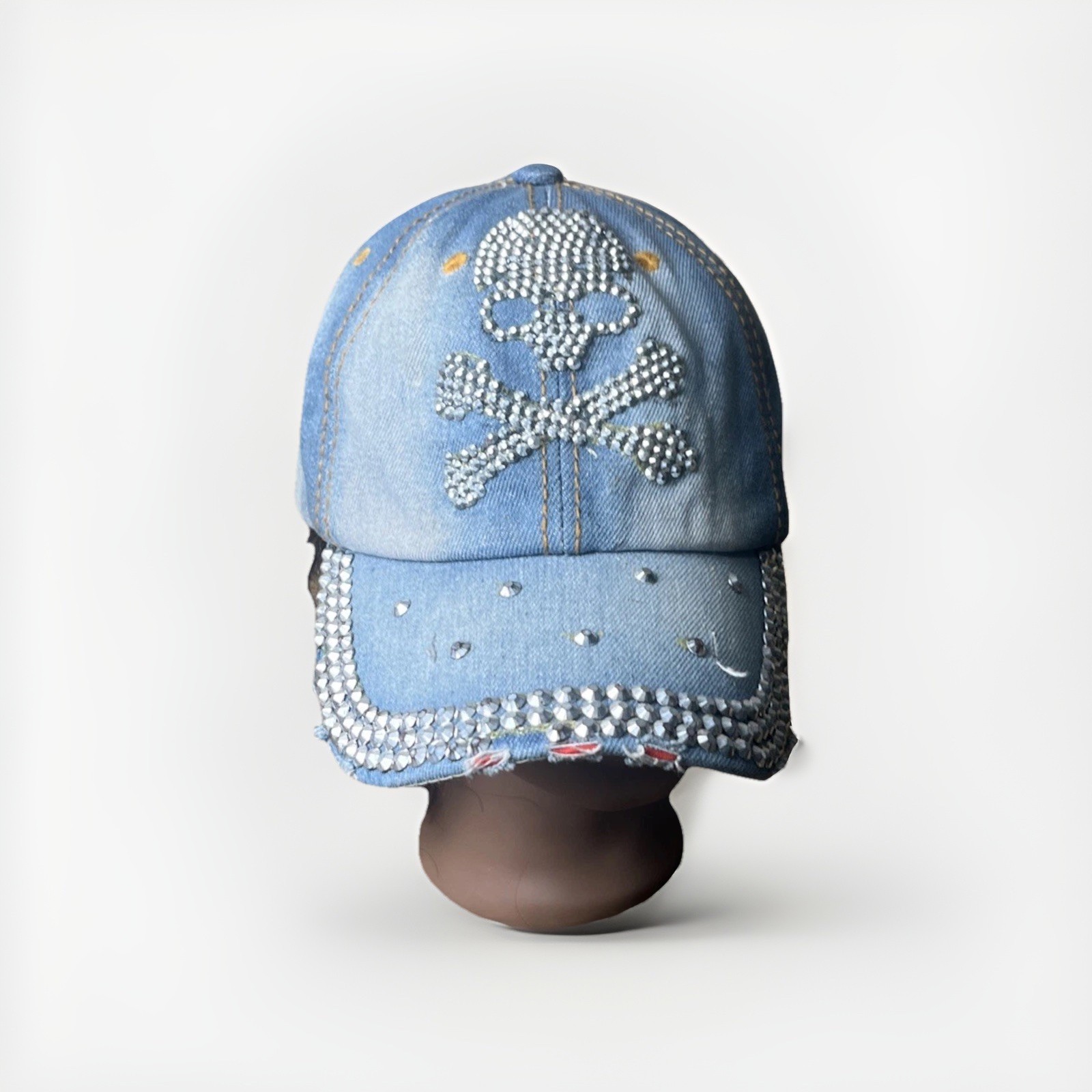 Rhinestone Love / USA /Skull Denim Baseball Peaked Cap Hat Adjustable Unisex