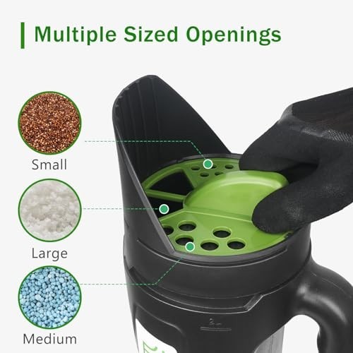 Handheld Seed Spreader for Lawn & Garden - Adjustable Ice Melt & Fertilizer, 80