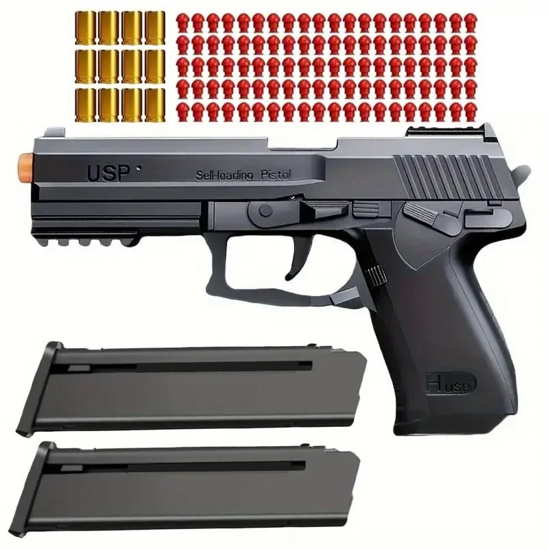 Soft Bullet Gun Toy Pistol 100 Bullets 12 Shells 2 Magazines Set