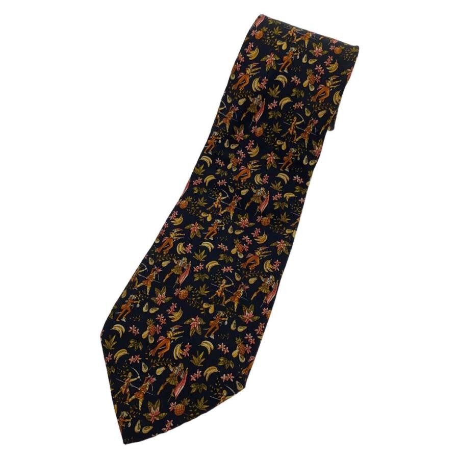 FERRAGAMO Silk Tie Necktie Yellow Floral Italy Very Good