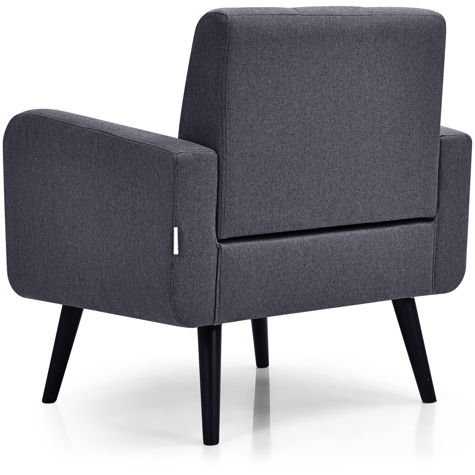 Costway Set of 2 Mid Century Accent Chair Upholstered Arm Chair Single Sofa Grey