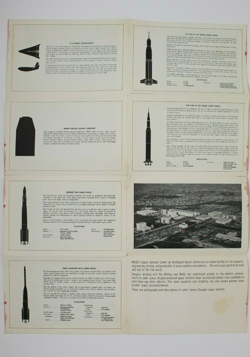 Douglas Space Vehicles Fold Out Mailable Advertisement Space Systems Division