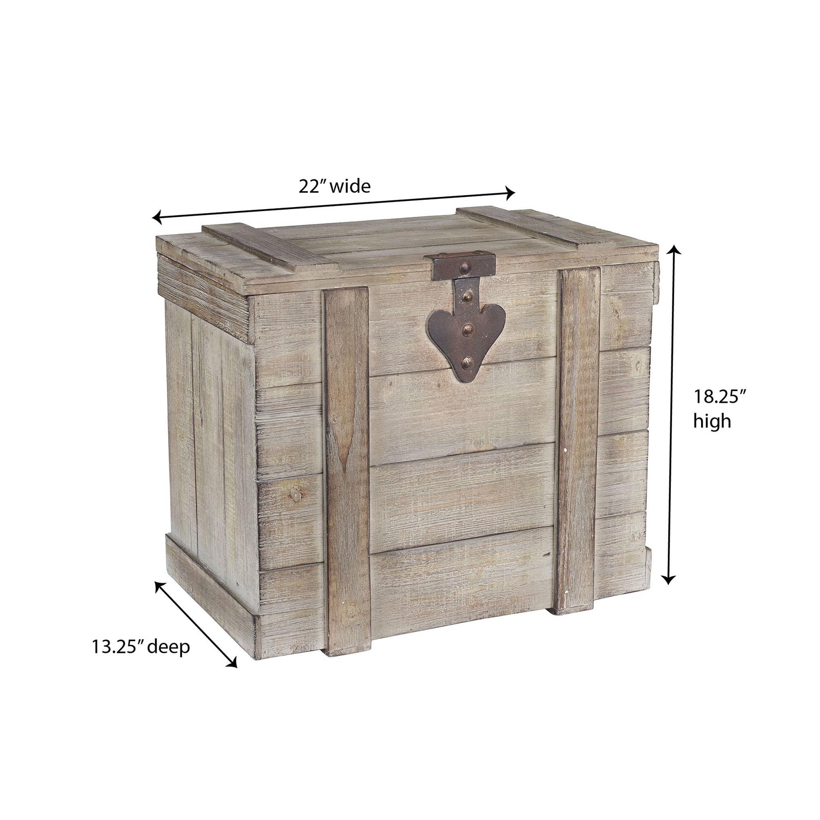Household Essentials White Washed Rustic Decorative Wooden Trunk Medium 9537-1