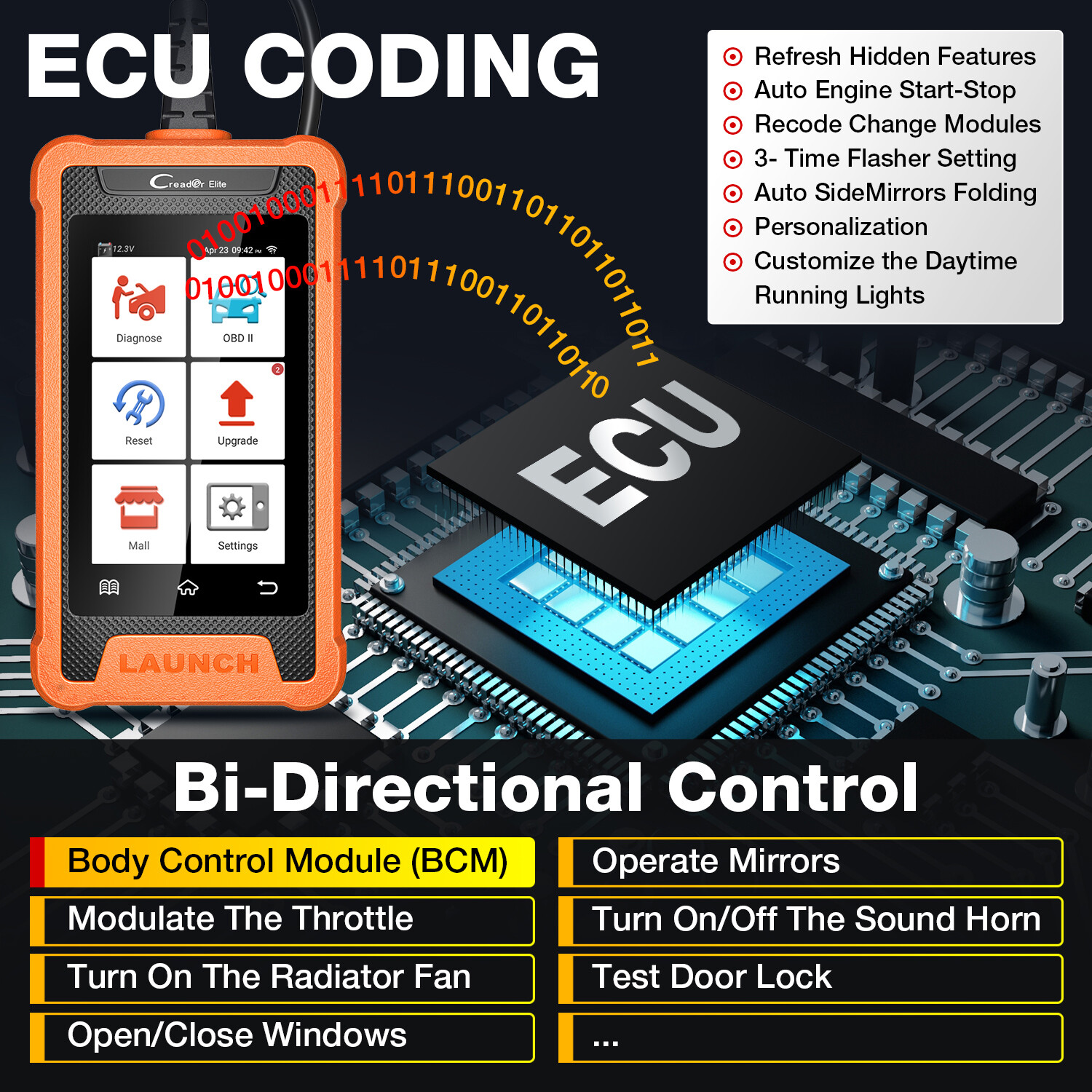 LAUNCH Creader Elite for Chrysler Bidirectional Car Diagnostic Tool OBD2 Scanner
