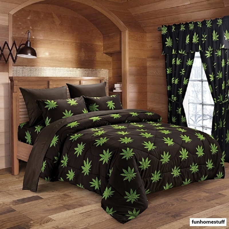 Marijuana Pot Leaf 6pc Bed Sheet Set Weed Herb Print Soft Microfiber All Sizes