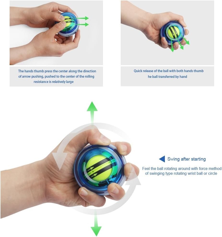 Pelota de muñeca para fortalecer músculos y huesos con luces LED, de plástico US