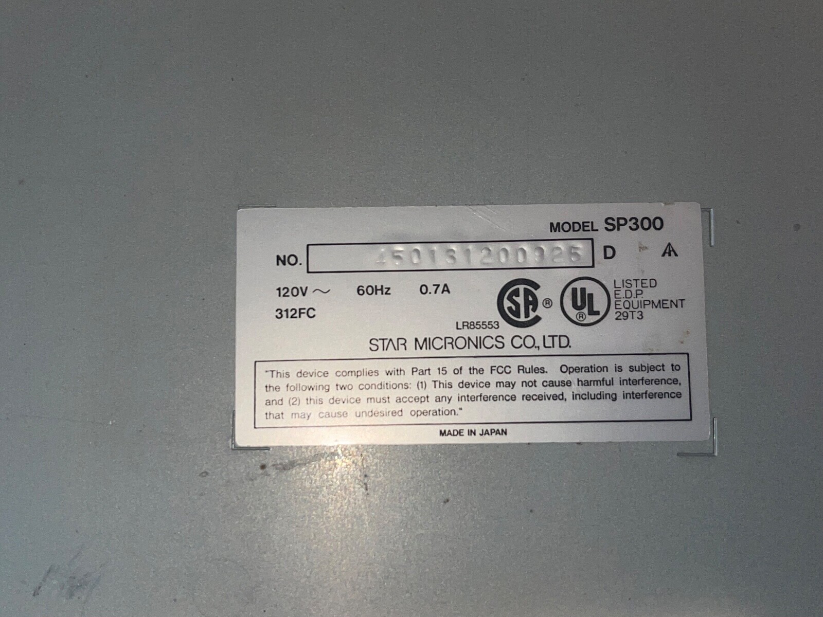 Star Micronics SP300 SP312FC Dot Matrix POS Receipt Printer PARALLEL
