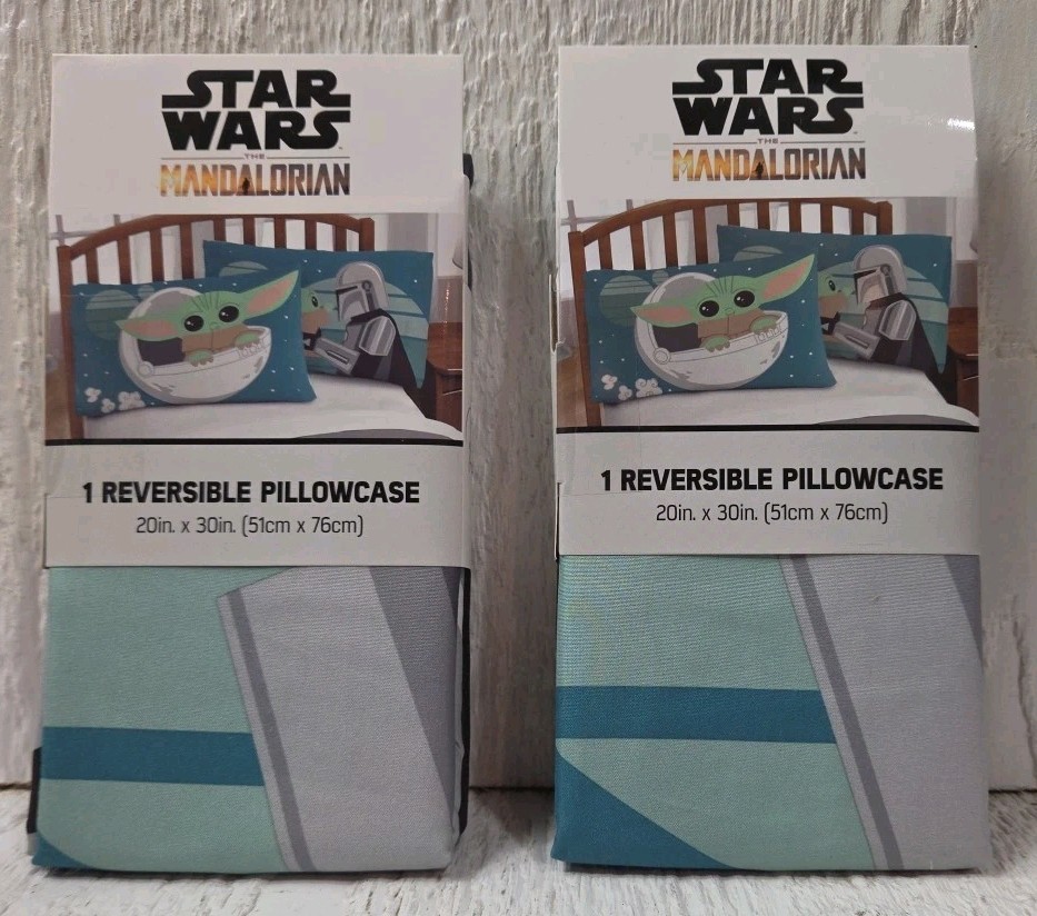 2x Star Wars The Mandalorian Reversible Pillowcase 20x30 (51cmx76cm) NIB